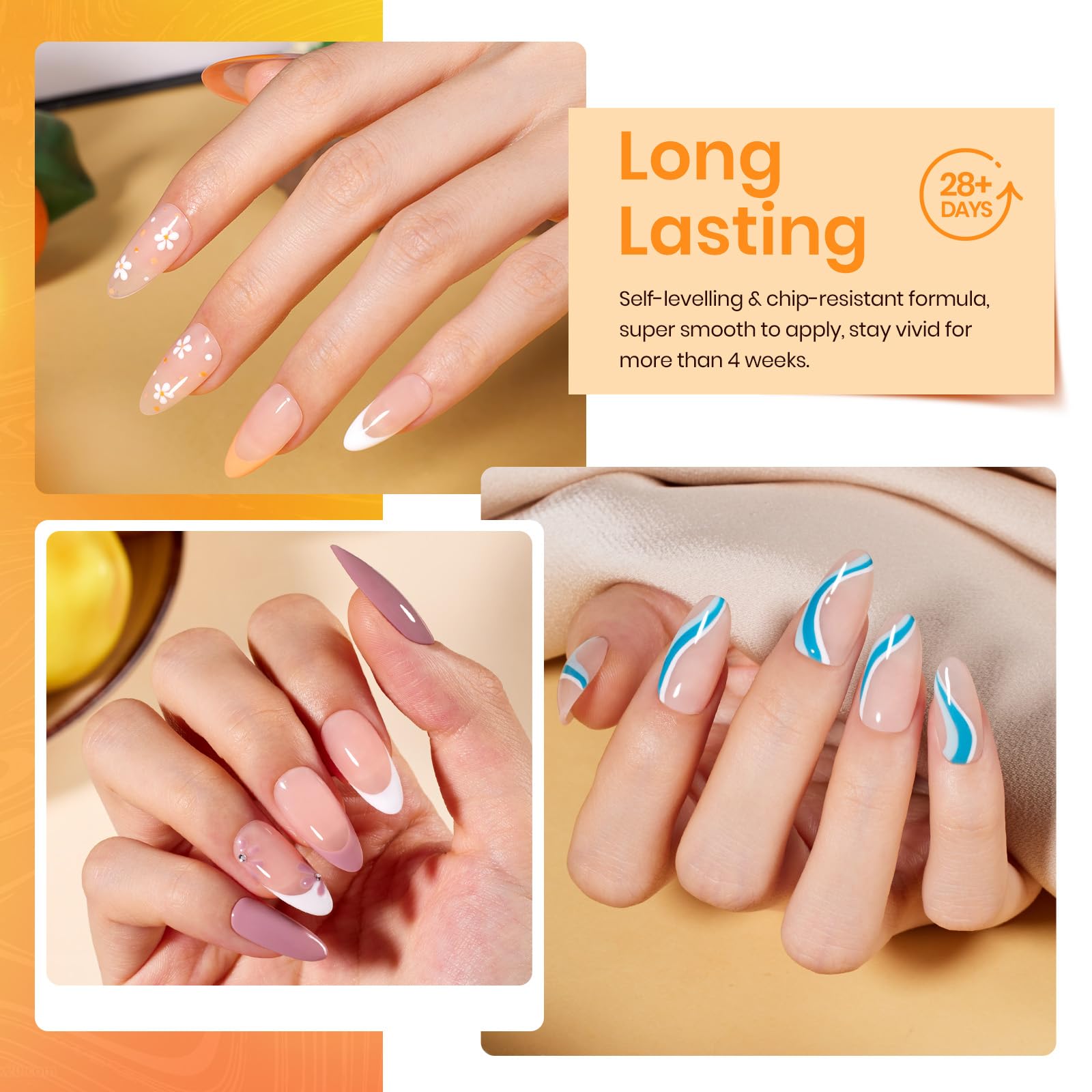 Beetles Fall Gel Nail Polish Set, Hotel California Collection Light Blue Orange Dusty Pink Gel Polish All Seasons Nail Art Manic