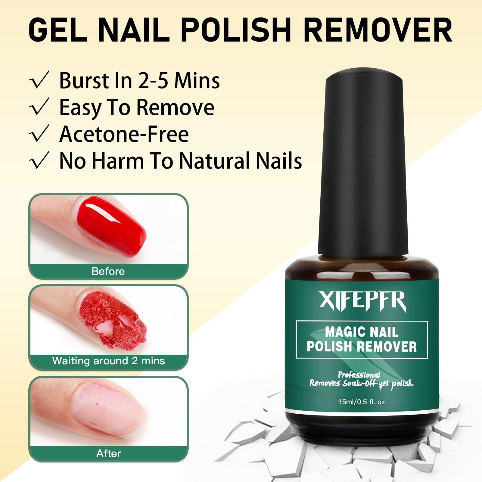 Xifepfr Gel Nail Polish Remover, Gel Polish Remover For Nails With Cuticle Oil And Latex Tape, Gel Nail Remover, Removedor De Es