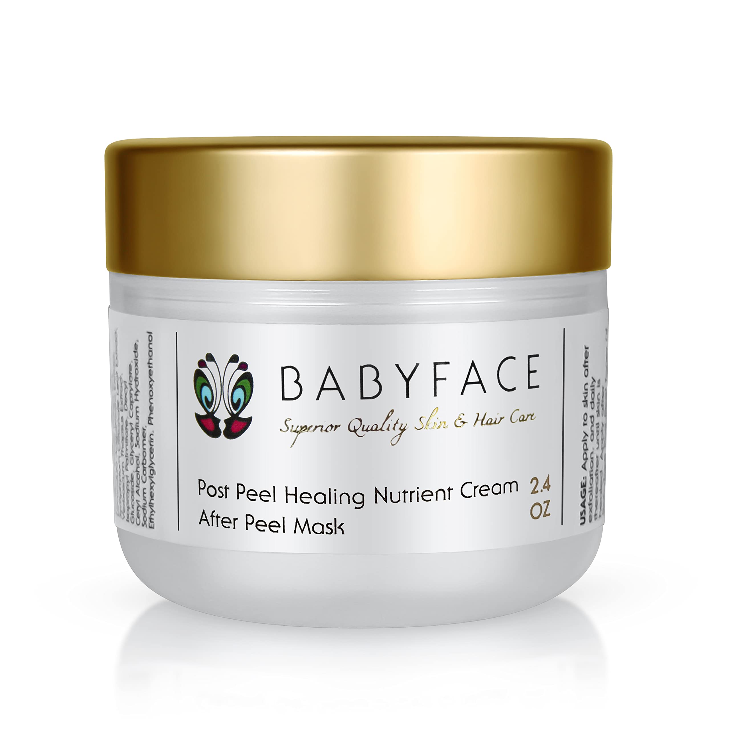 Babyface Post-Peel Healing Nutrient Cream, After Exfoliation Mask And Moisturizing For Freshly Exfoliated Skin, 2.4 Oz..