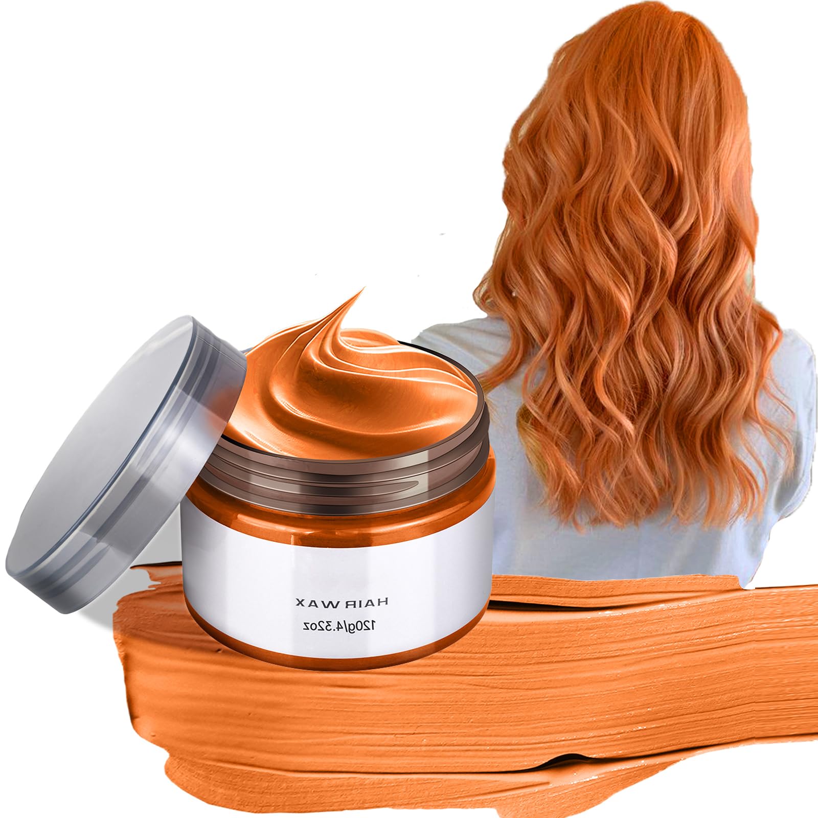 Temporary Orange Hair Spray Color, Luxury Coloring Mud Hair Dye Wax, Washable Treatment with All Day Hold-Non-Greasy Matte Hairs