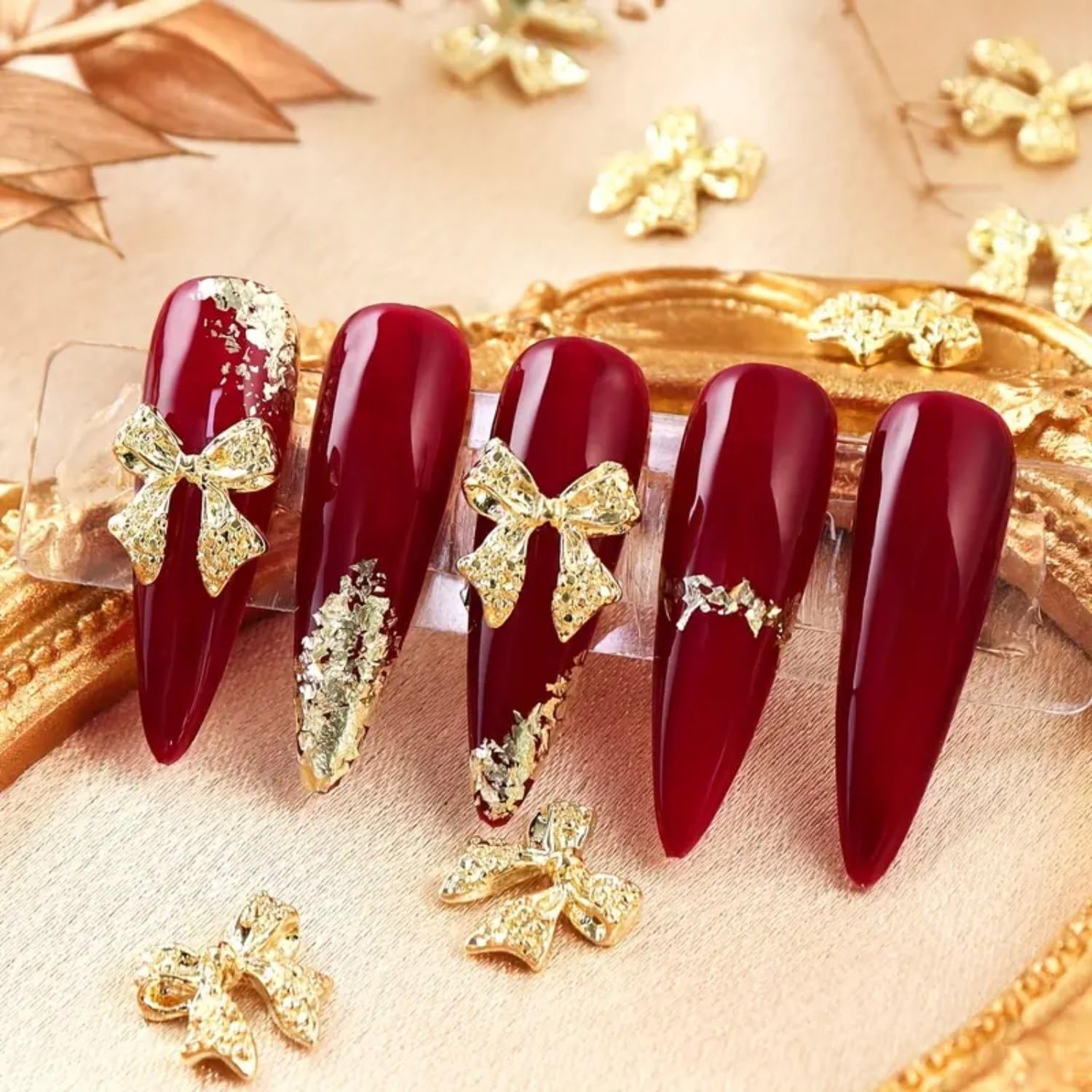 10Pcs Bow Nail Charms 3D Bowknot Alloy Nail Art Rhinestone Shiny Silver Metal Bow Crystal Gems Nail Art Charms Cute Nail Jewelry