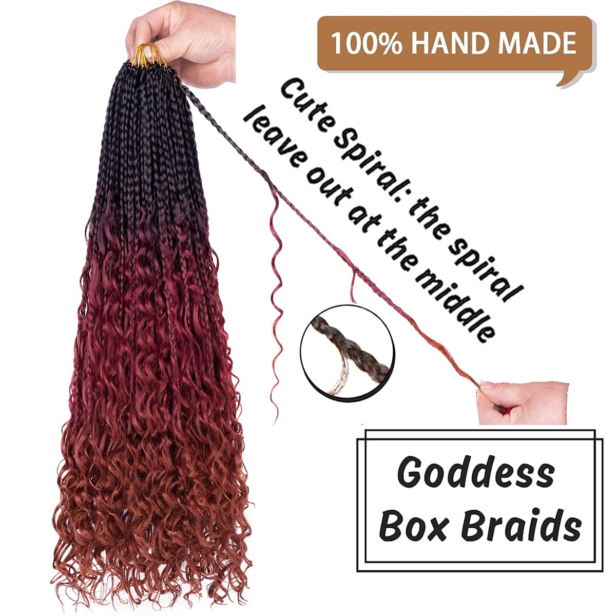 Cookoo 8 Packs Goddess Box Braids Crochet Hair 22 Inch Bohemian Hippie Box Braids Crochet Hair With Curly Ends Synthetic Crochet
