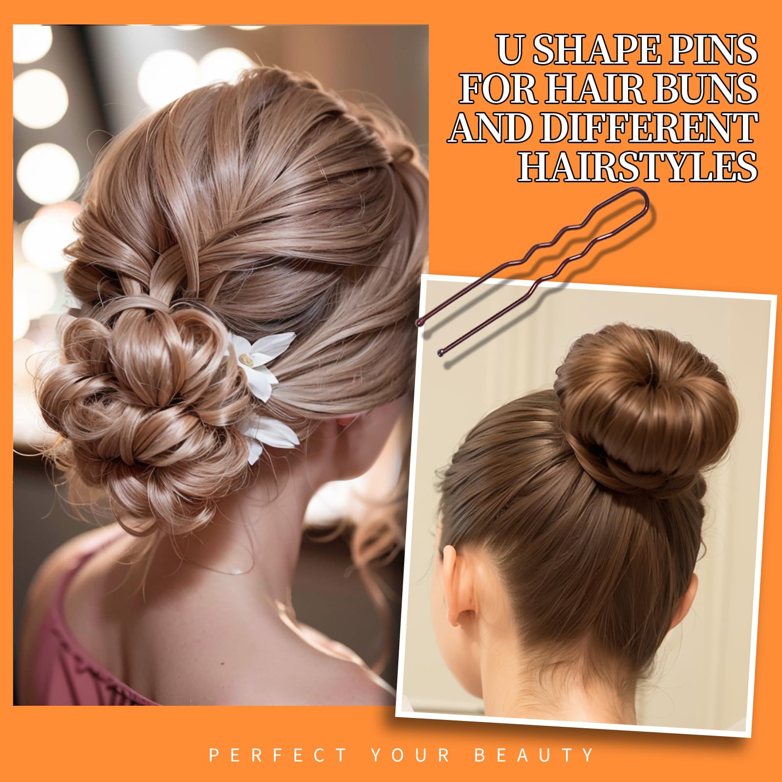 Teenitor 300Pcs Bobby Pins Hair Pins Kit, 100 Hair Pins For Women 100 Bobby Pins Brown Hair And 100 Hair Bands, Hair Pins For Bu