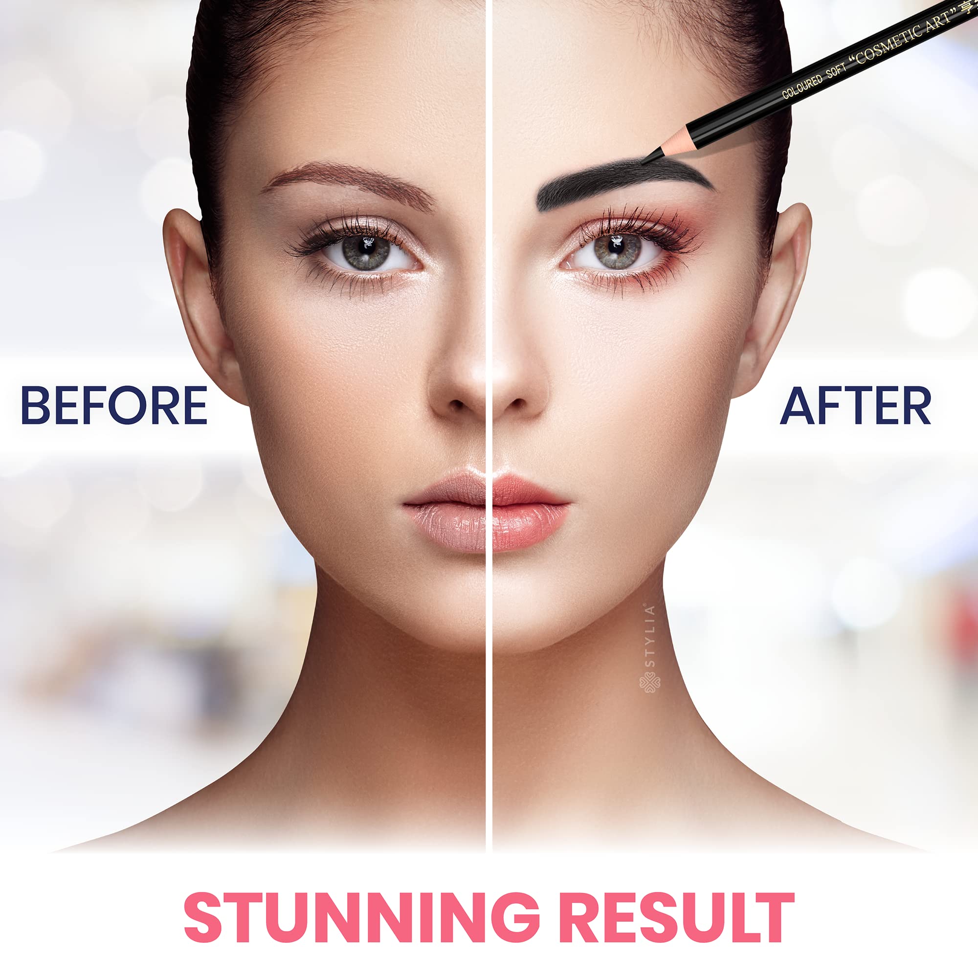Microblading Supplies Waterproof Eyebrow Pencil - 12 Piece Black Brow Mapping Pencil Set For Marking, Filling And Outlining, Eye