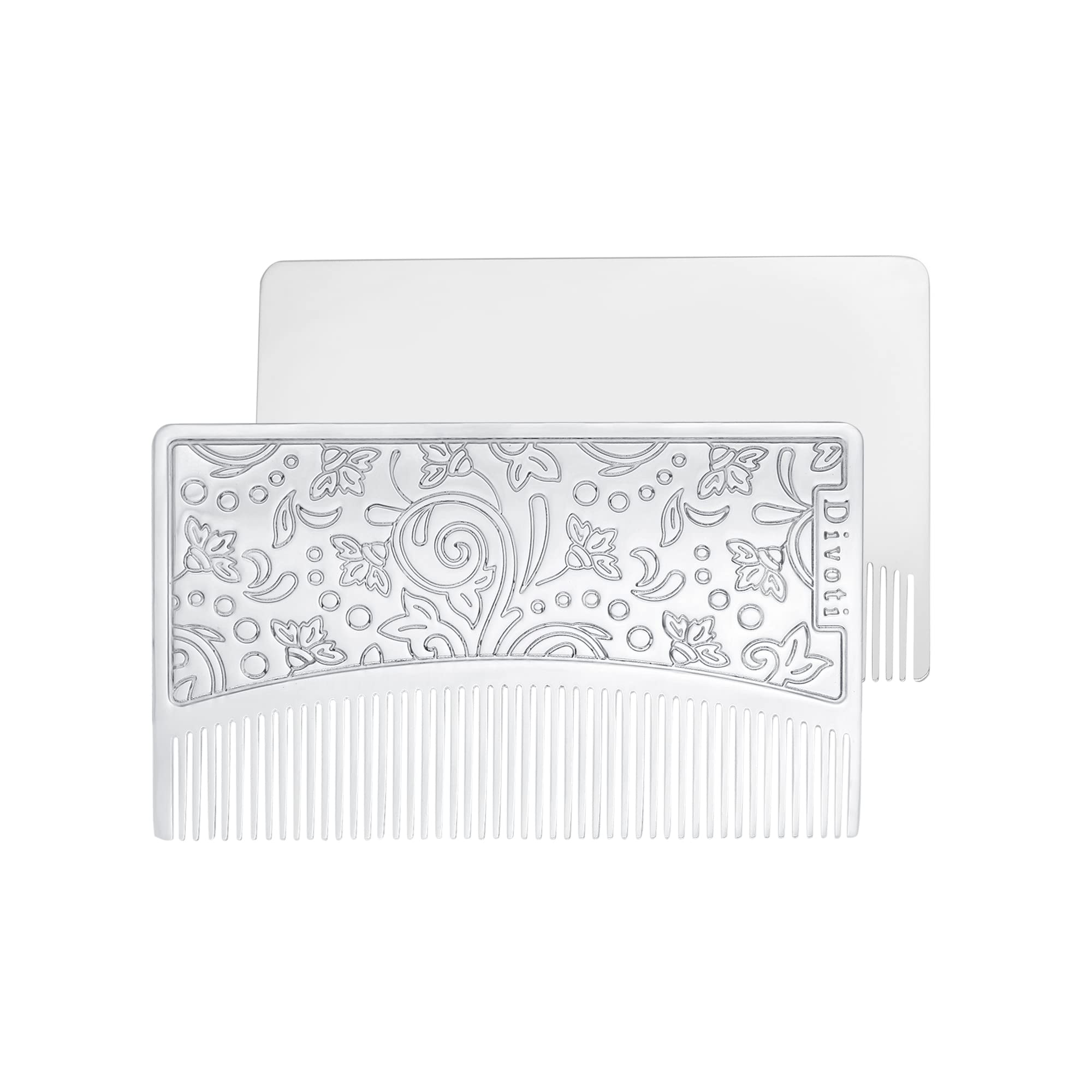 Divoti Surgical Stainless Steel Credit Card Size Wallet Comb Perfect For Wallet & Pocket - Compact & Durable Hair & Beard Comb -