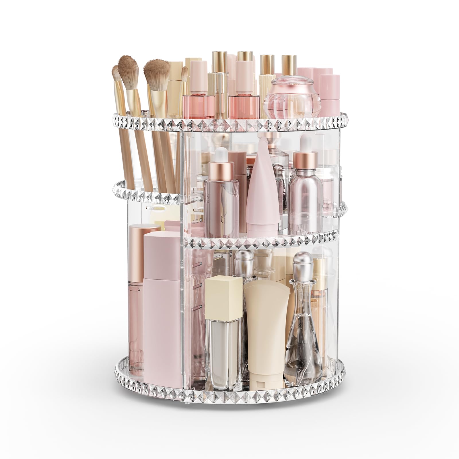Rosoenvi Rotating Makeup Organizer, Adjustable Vanity Organizer, Large Capacity Cosmetic Display Case For Spinning, Storage Caro
