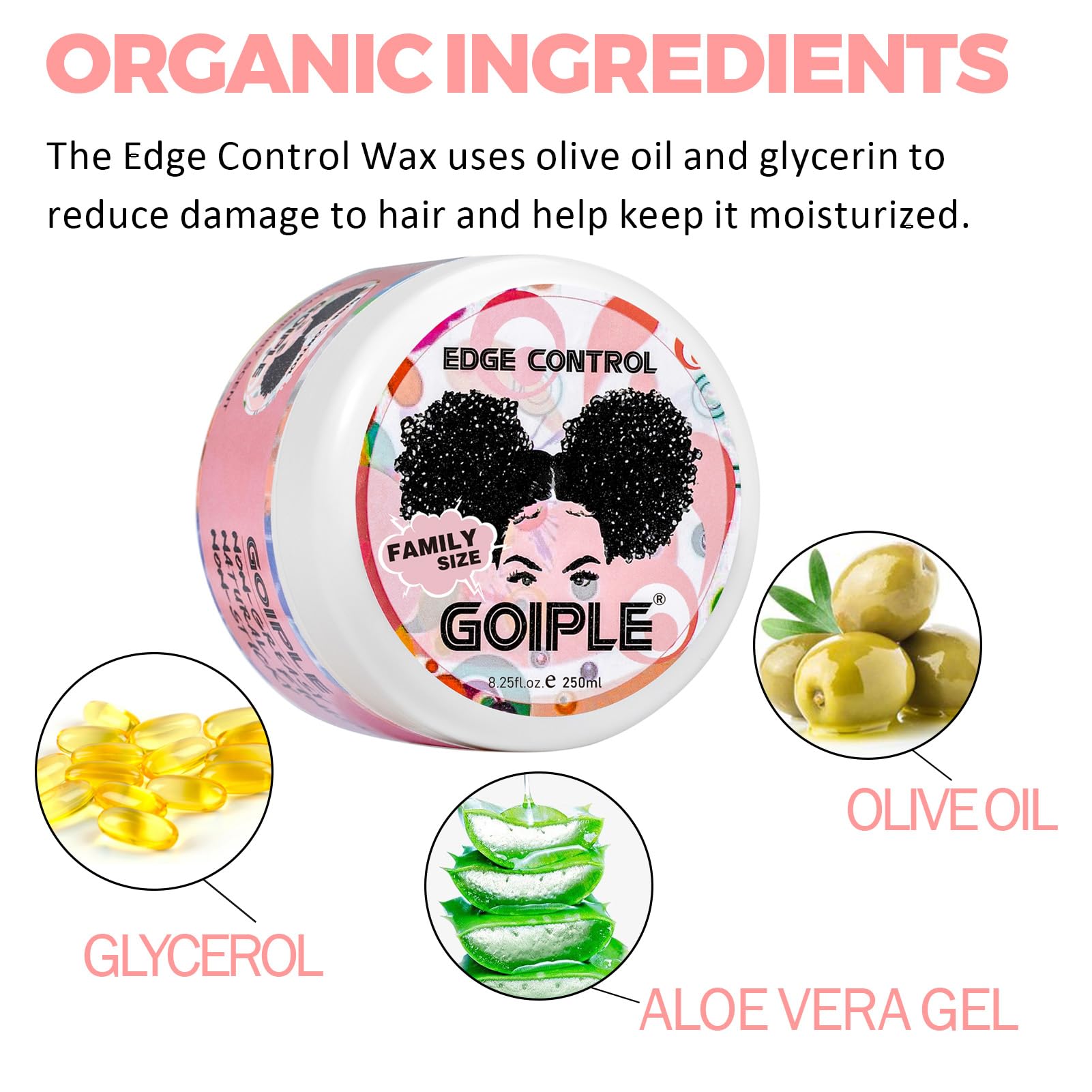 8.25 Oz Edge Control Wax For Women Strong Hold Non-Greasy Edge Smoother, Edge Control For Back Hair Extreme Hold Pack, Hair Gel