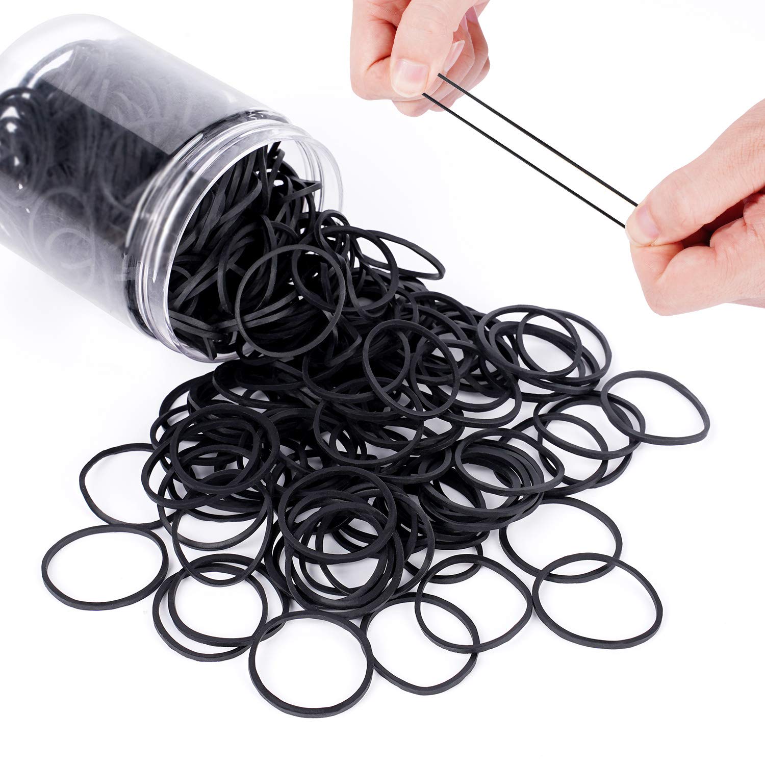 Hoyols 1 1/2 Inches Large Elastics Rubber Bands For Black Hair Ties Braiding Ponytail Holders Plastic Rubberbands For Women Girl