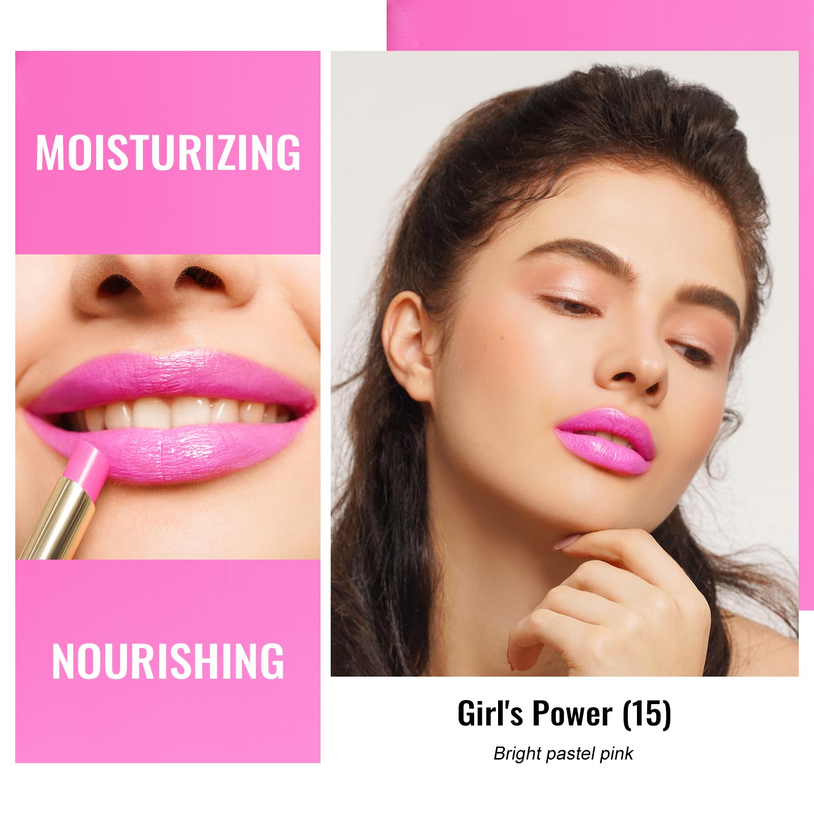 Oulac Moisturizing Shine Pink Lipstick For Women - 2 In 1 Glossy Bright Pink Tinted Lip Balm, Hydrating Winter Lipstick For Dry