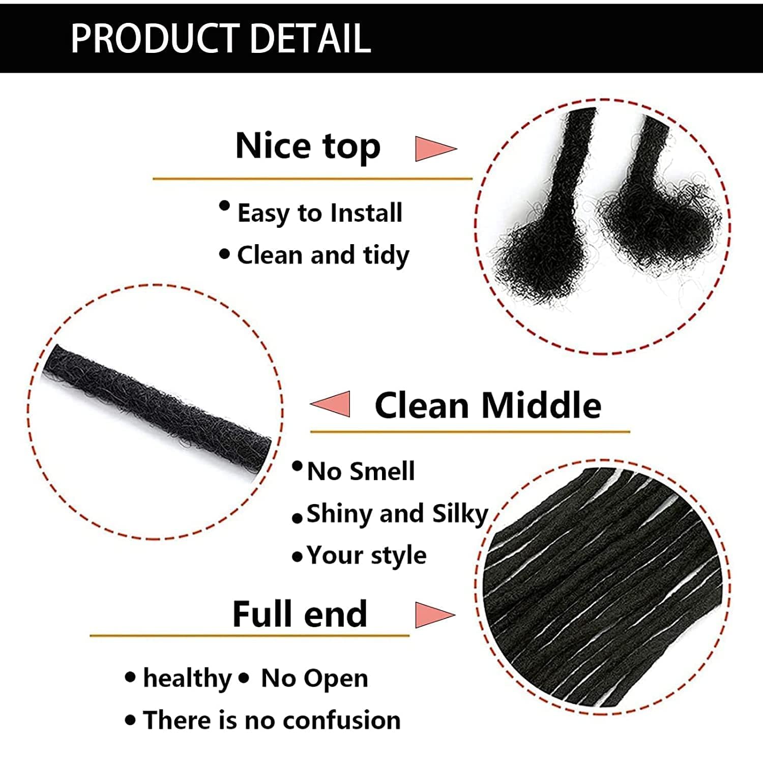 Loc Extension Human Hair 14 Inch 40 Strands 0.4Cm Width 100% Full Handmade Permanent Loc Extension Human Hair For Women/Men Can