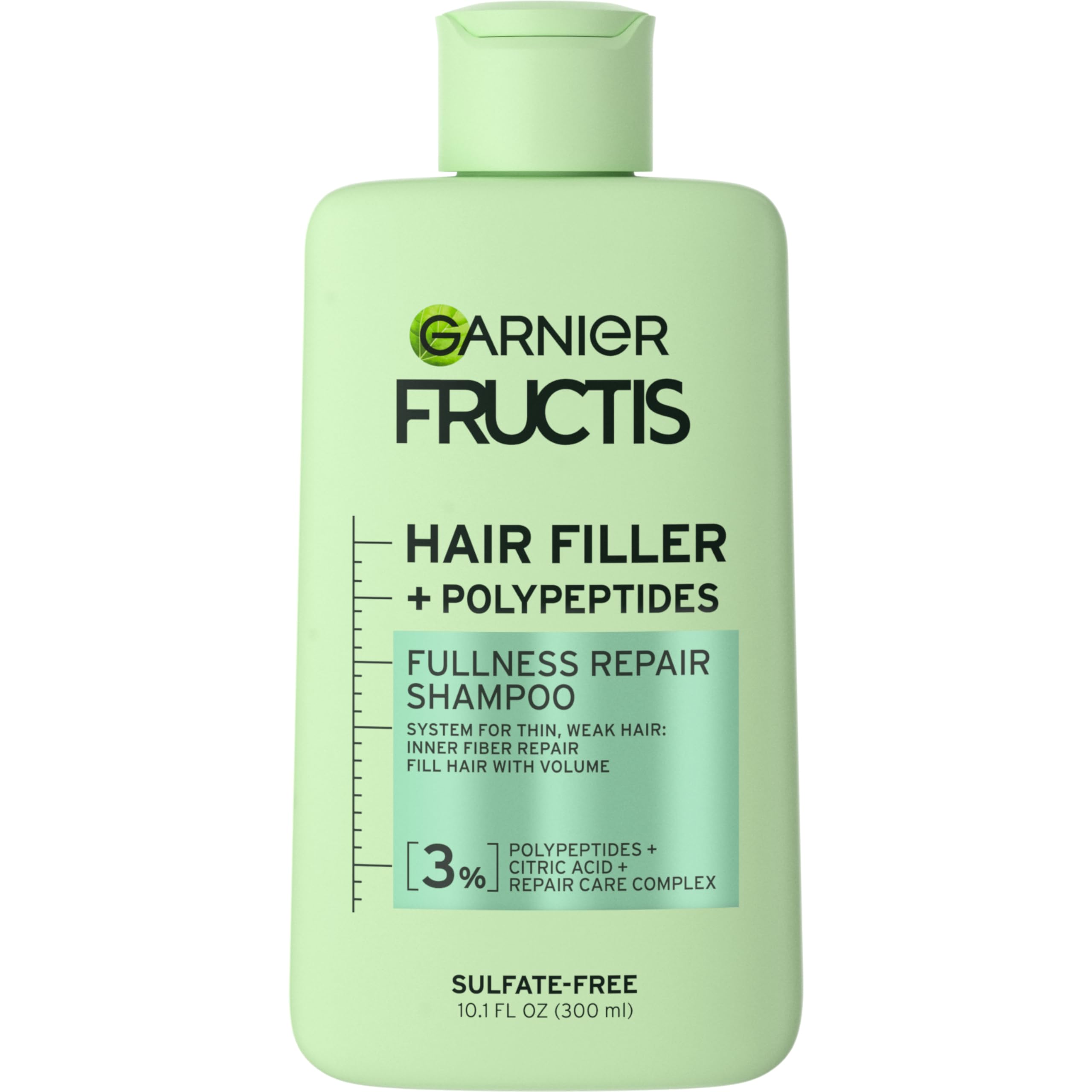 Garnier Fructis Hair Filler Fullness Repair Shampoo, Volumizing Shampoo with Polypeptides and Hair Repair Complex for Thin, Weak
