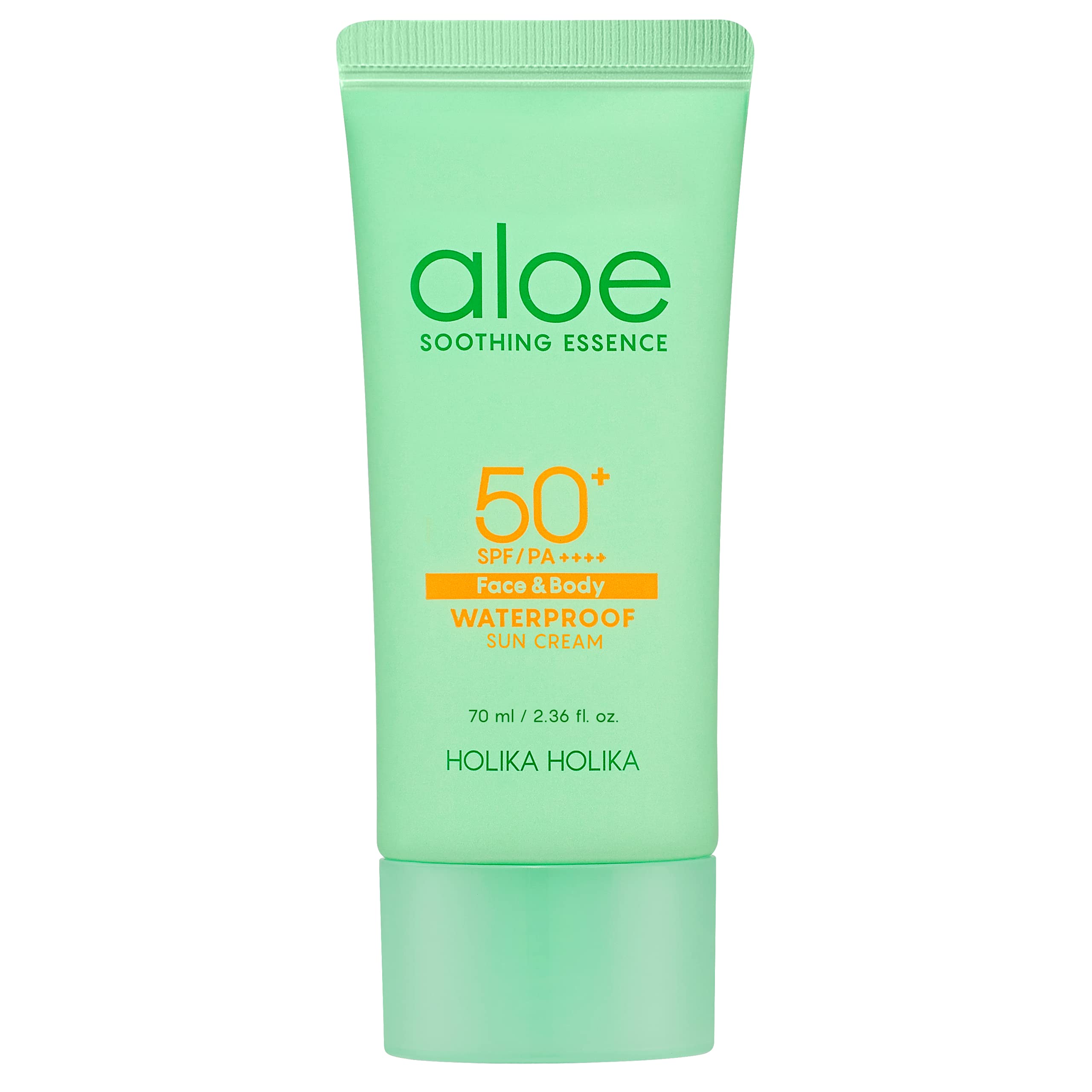 Holika Holika Aloe Waterproof Sun Cream 70ml - Mild, Soft, Moisturizing, Non-sticky, No White Cast, Aloin Free Sun Screen protec