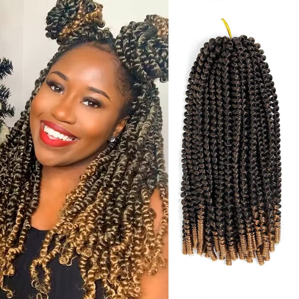 Roktress Spring Twist Crochet Hair - 14 Inch 6 Packs Diy Spring Twist Braiding Hair Ombre Colors Bob Spring Twist Hair Low Tempe