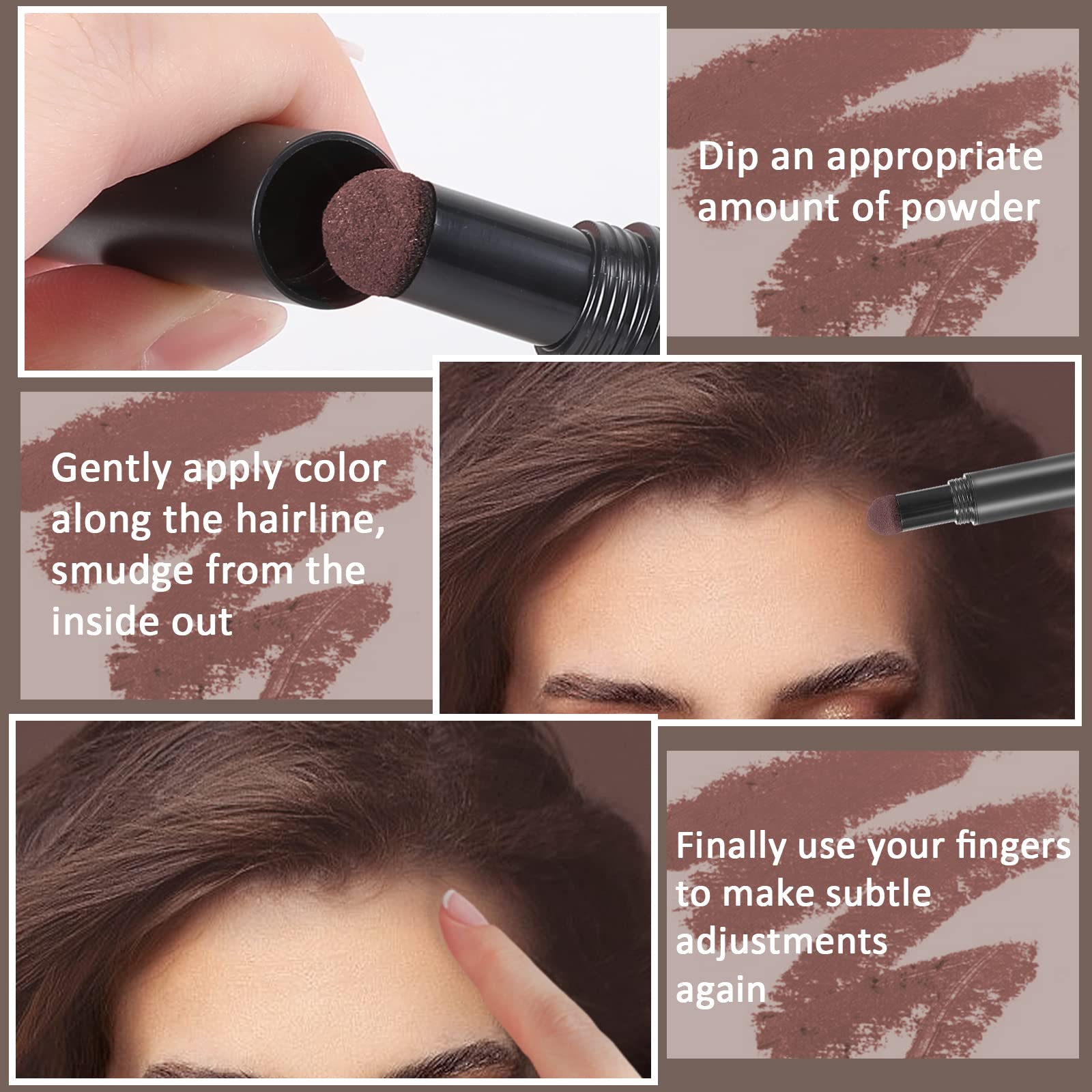 Boobeen Hairline Powder Stick Root Cover Up Instantly Hair Shadow Waterproof Hair Root Concealer For Thinning Hair Root Touch-Up