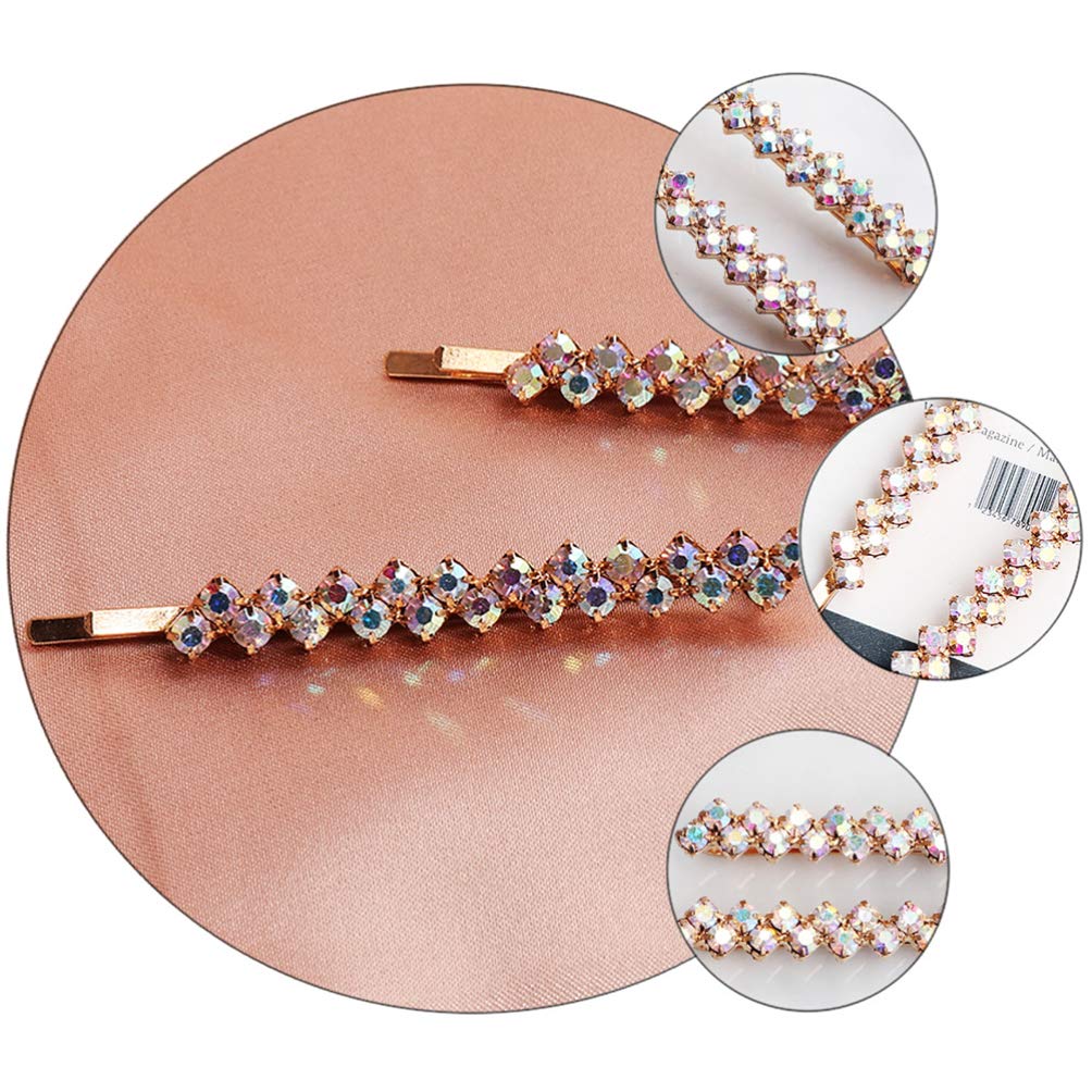 Uonlytech Crystal Rhinestone Hair Clips and Bobby Pins - Alloy Bling Silver Rhinestones Hair Clamps and Small Clips for Women