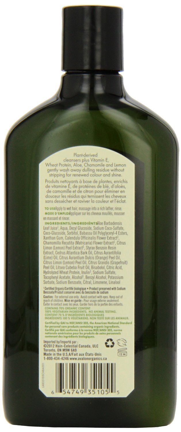 Avalon Organics Lemon Clarifying Shampoo, 11 Ounce - 6 Per Case.