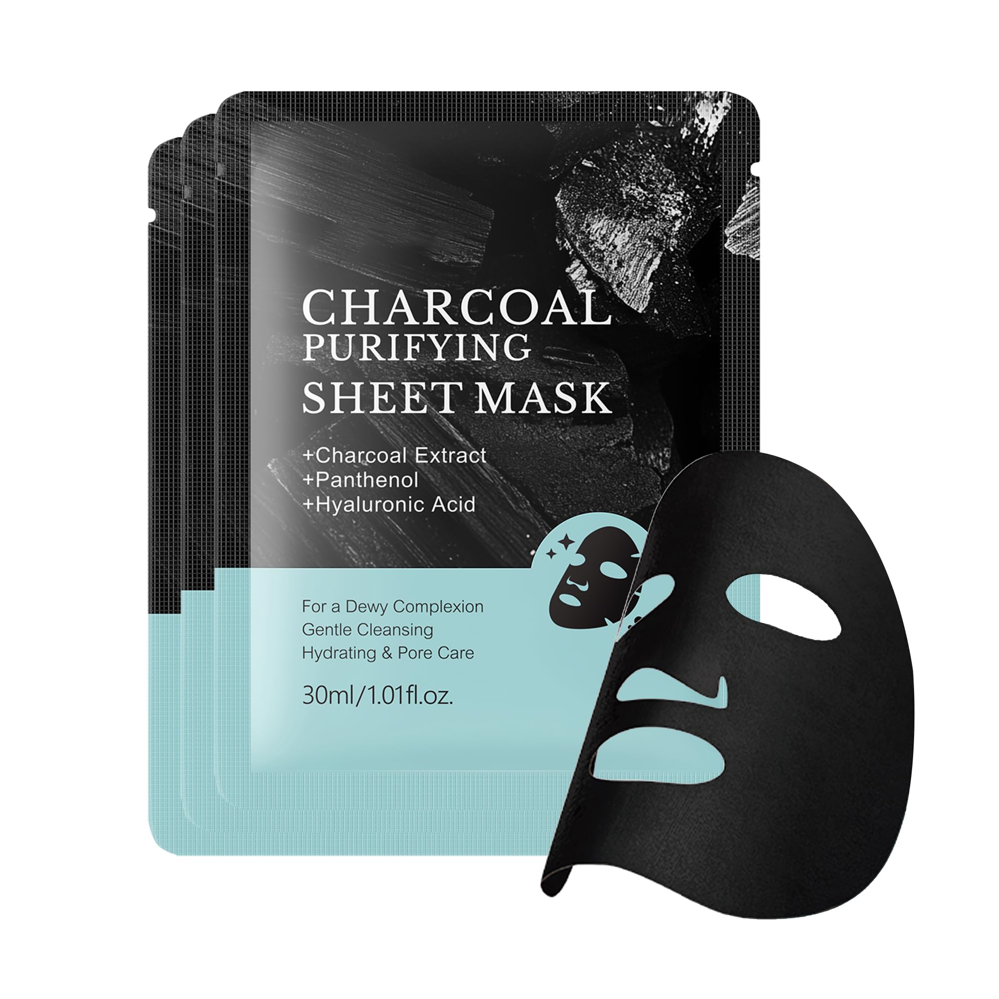 DLZZRS Charcoal Purifying Sheet Mask, Deep Purifying Black O2 Bubble Mask, Pore Purifying, Boosting Moisture, Rejuvenating Clari