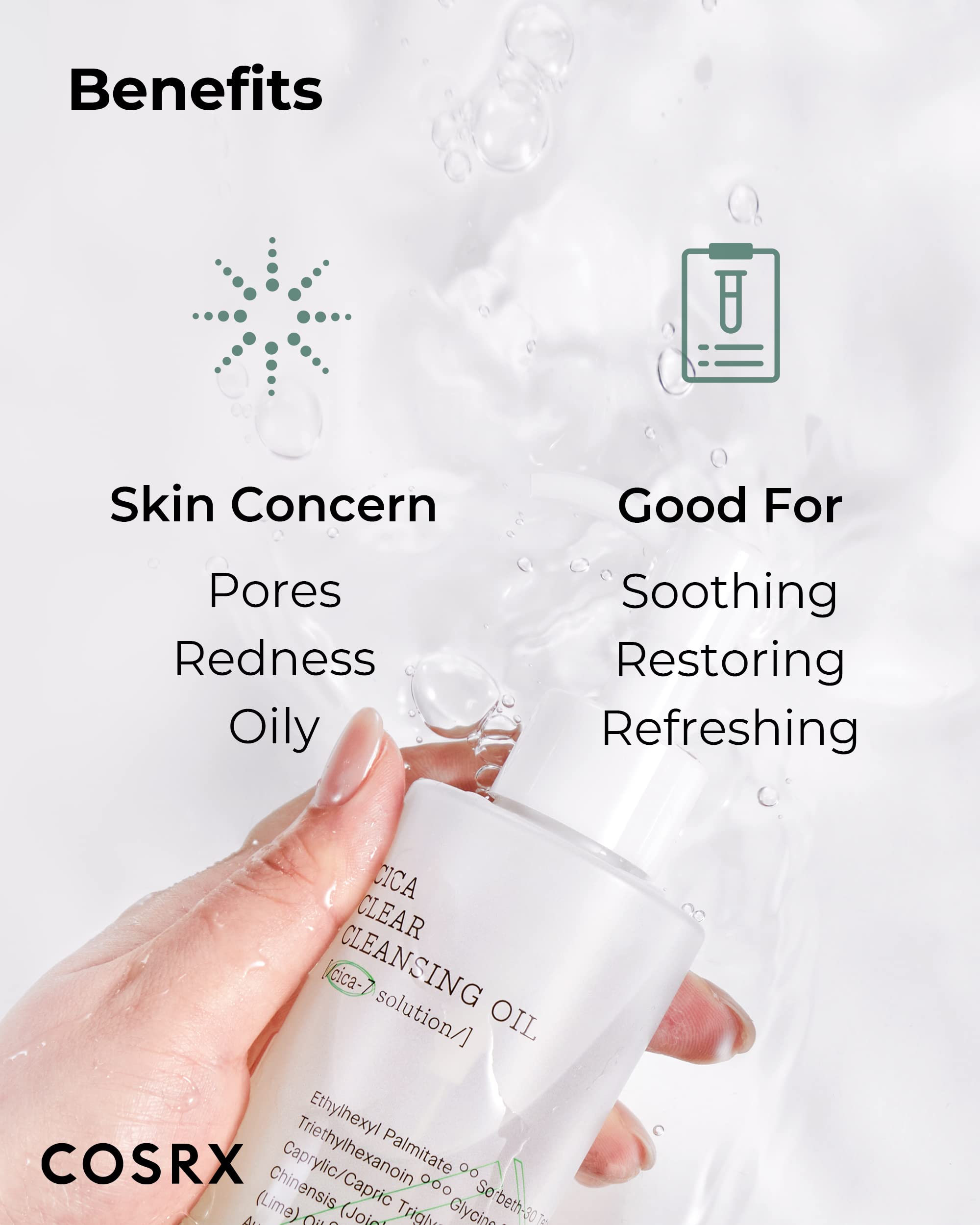 COSRX Pure Fit Cica Cleansing Oil, 6.76 fl. oz / 200ml | Light Weight Oil Purifying Centella for Sensitive Skin | CICA-7 Complex