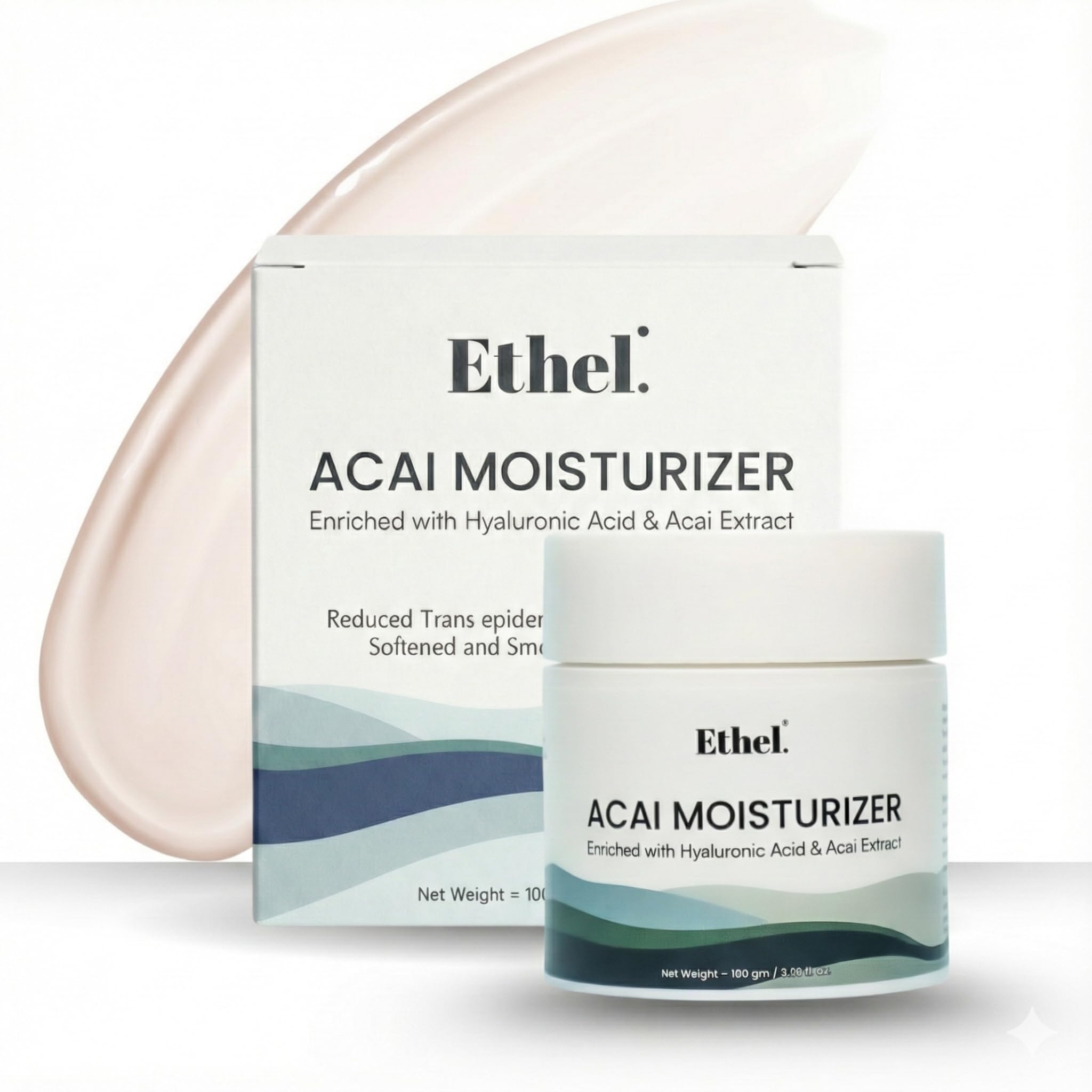 Ethel Acai Moisturizing Gel For Dry Skin(Non Sticky Formula)  Lightweight Hydrating Cream Enriched With Acai Extractand Hyaluro