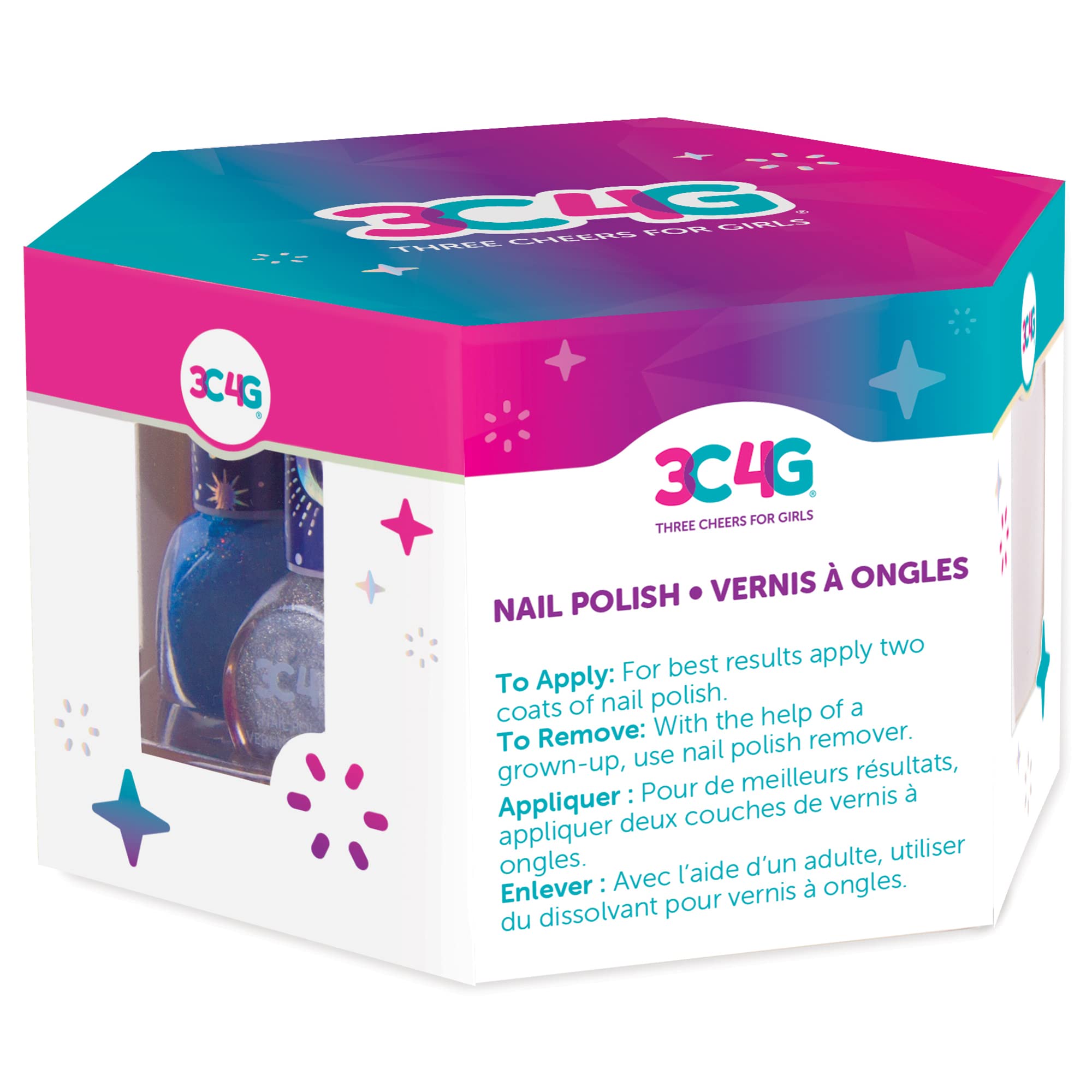 Make It Real 3C4G: Celestial Nail Polish Hexagon - 5 Bottles Of Glittering Polish, Teens Tweens & Girls, Water Based, Non-Toxic