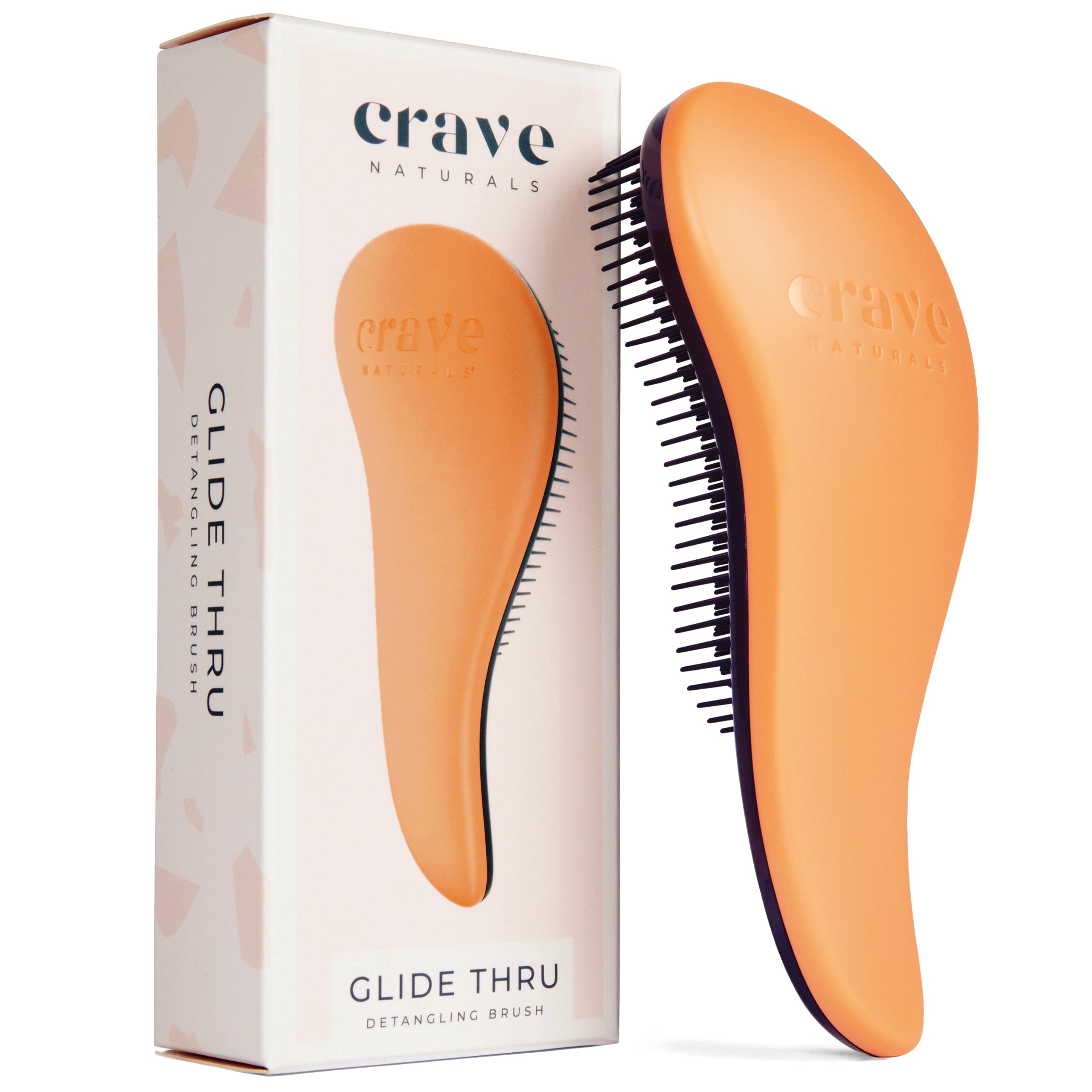 Crave Naturals Glide Thru Detangling Hair Brush for Adults & Kids Hair - Detangler Brush for Natural, Curly, Straight, Dry or We