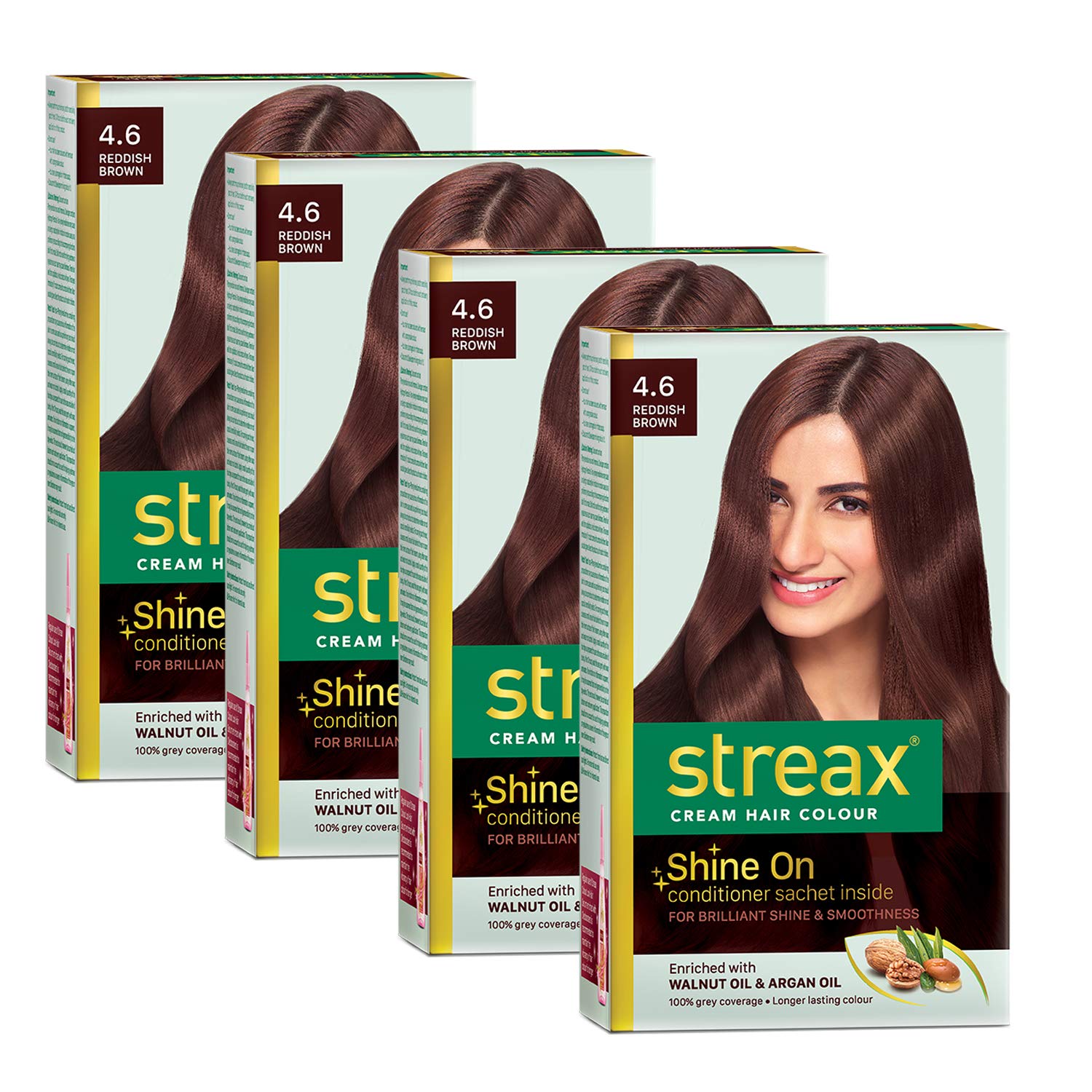Streax Cream Hair Color For Unisex, 120Ml  4.6 Reddish Brown (Pack Of 4)