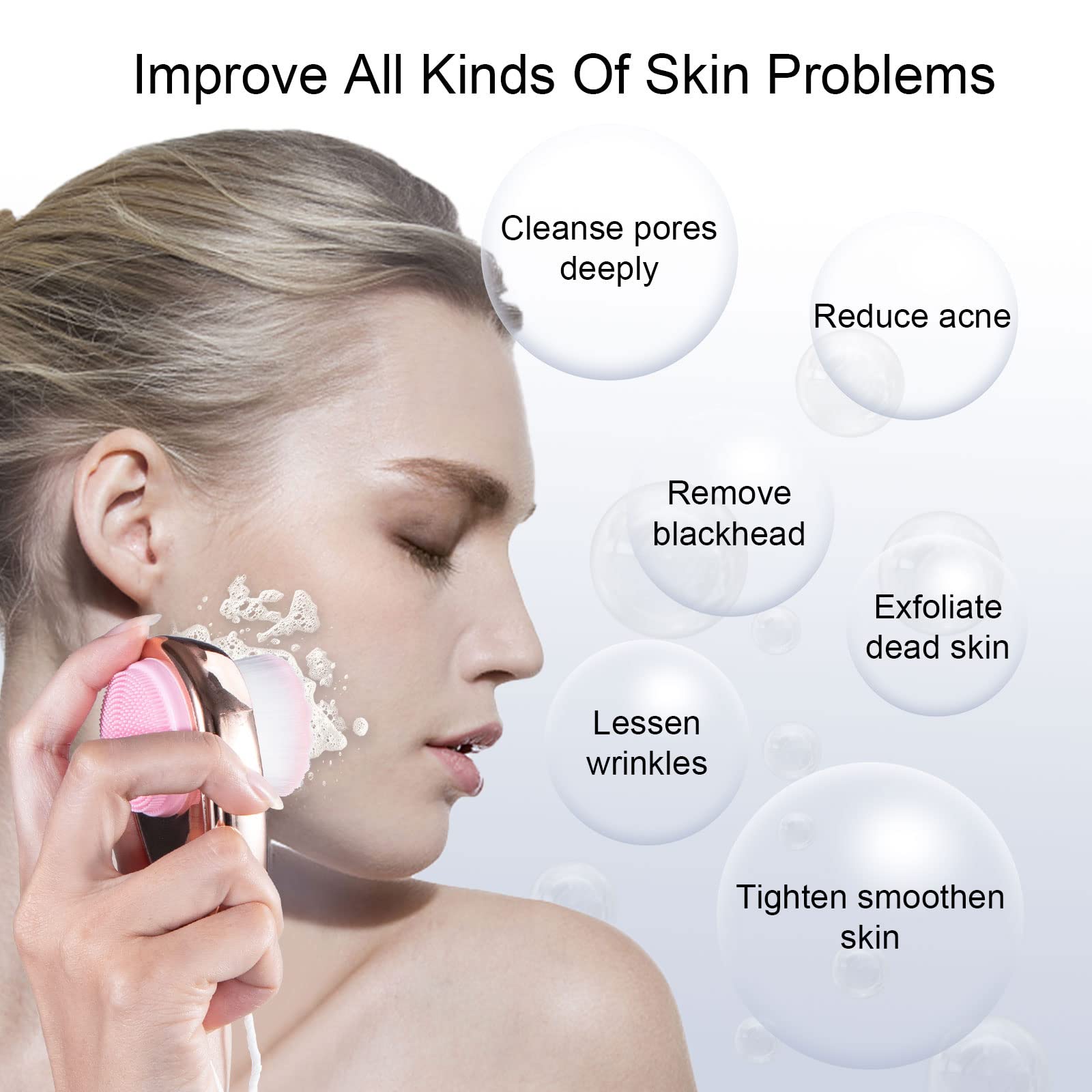 2 PCS Facial Cleansing Brush 2 in 1 for Face Exfoliation, Dual Sided Silicone Face Scrubber Soft Microfiber Face Scrub Brush for