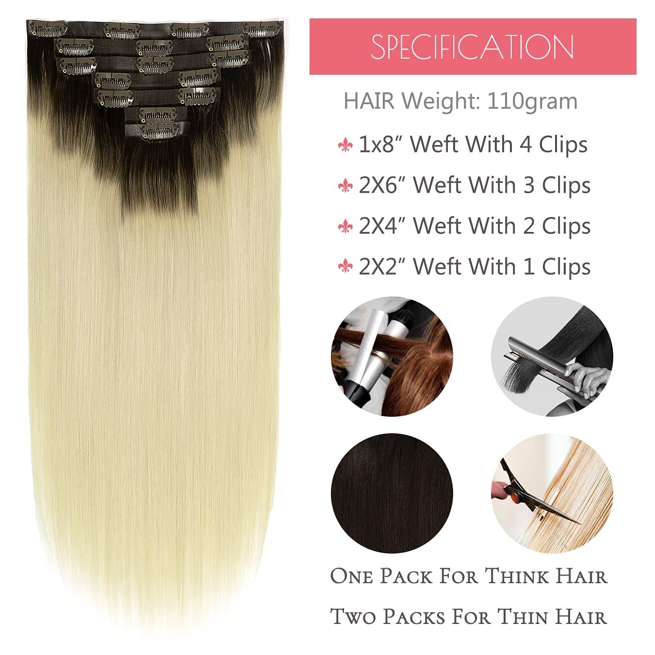 Loxxy Blonde Clip In Hair Extensions 16Inch 110G With 16Clips Invisible Seamless Human Hair Clip Ins Color Darkest Brwom To Plat