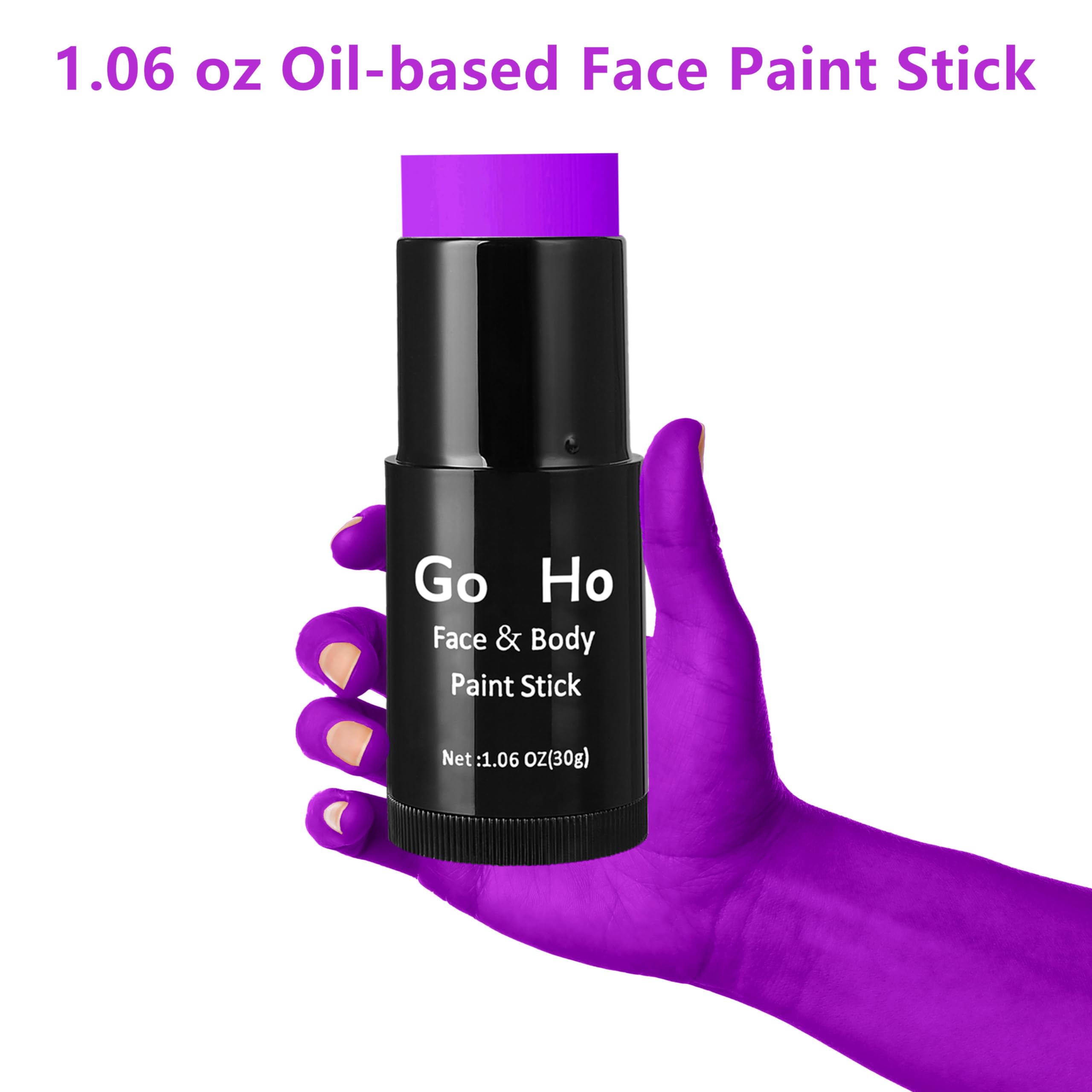 Go Ho Cream-Blendable Purple Face Paint Stick (1.06 Oz),Full-Coverage Purple Body Paint Stick For Adults Children Halloween Cosp