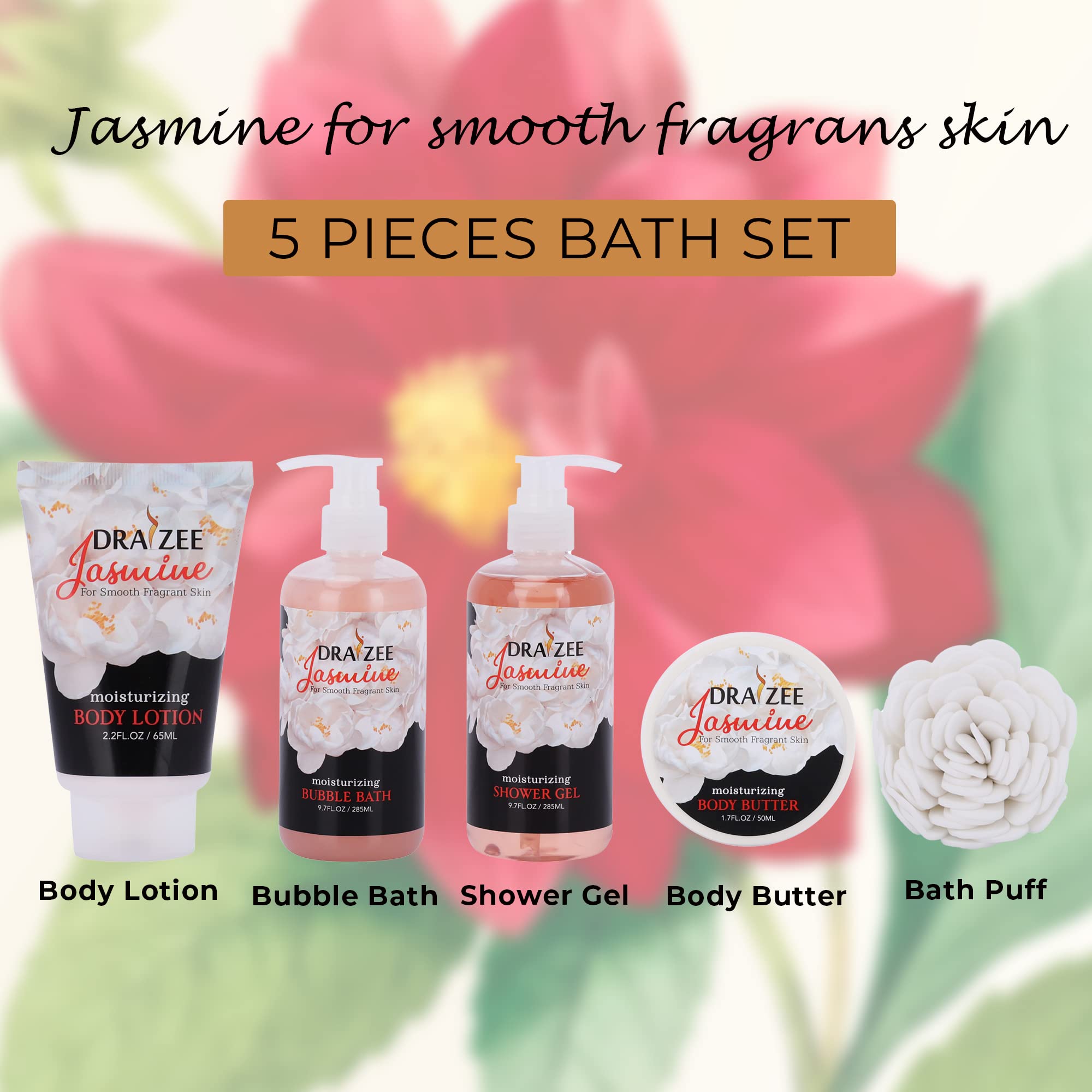 Spa Gift For Women - 5 Pcs Luxury Heel Shoe Spa Basket For Women Jasmine Scent Home Relaxation Set W/ Body Lotion & Butter, Show