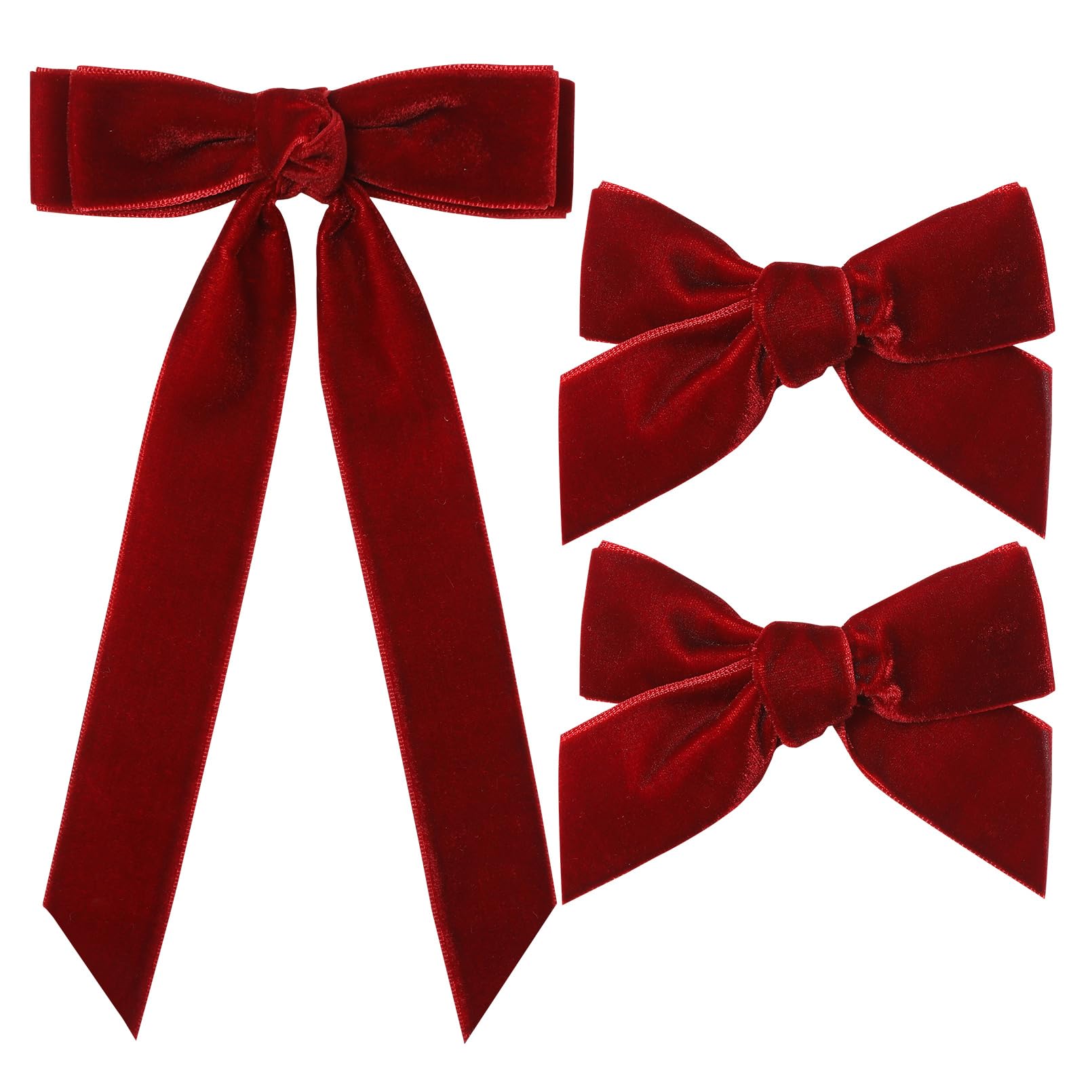 3PCS Velvet Hair Bow Red Hair Ribbon Clips for women Girls Fall Alligator Hair Clips Hair Accessories Toddlers Kids Teens