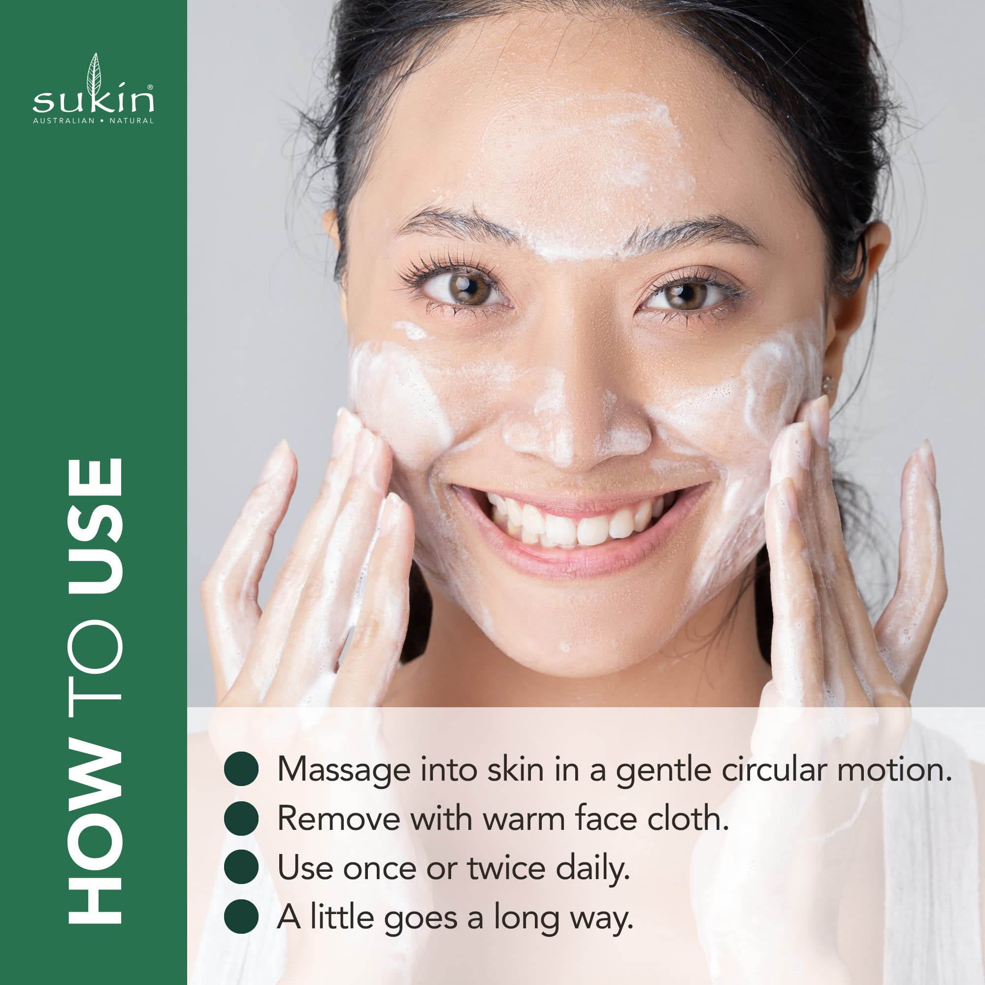 Sukin Foaming Facial Cleanser Pump, Gentle Gel Cleanser With Green Tea, Aloe Vera & Chamomile To Purify, Soothe & Tighten Skin,