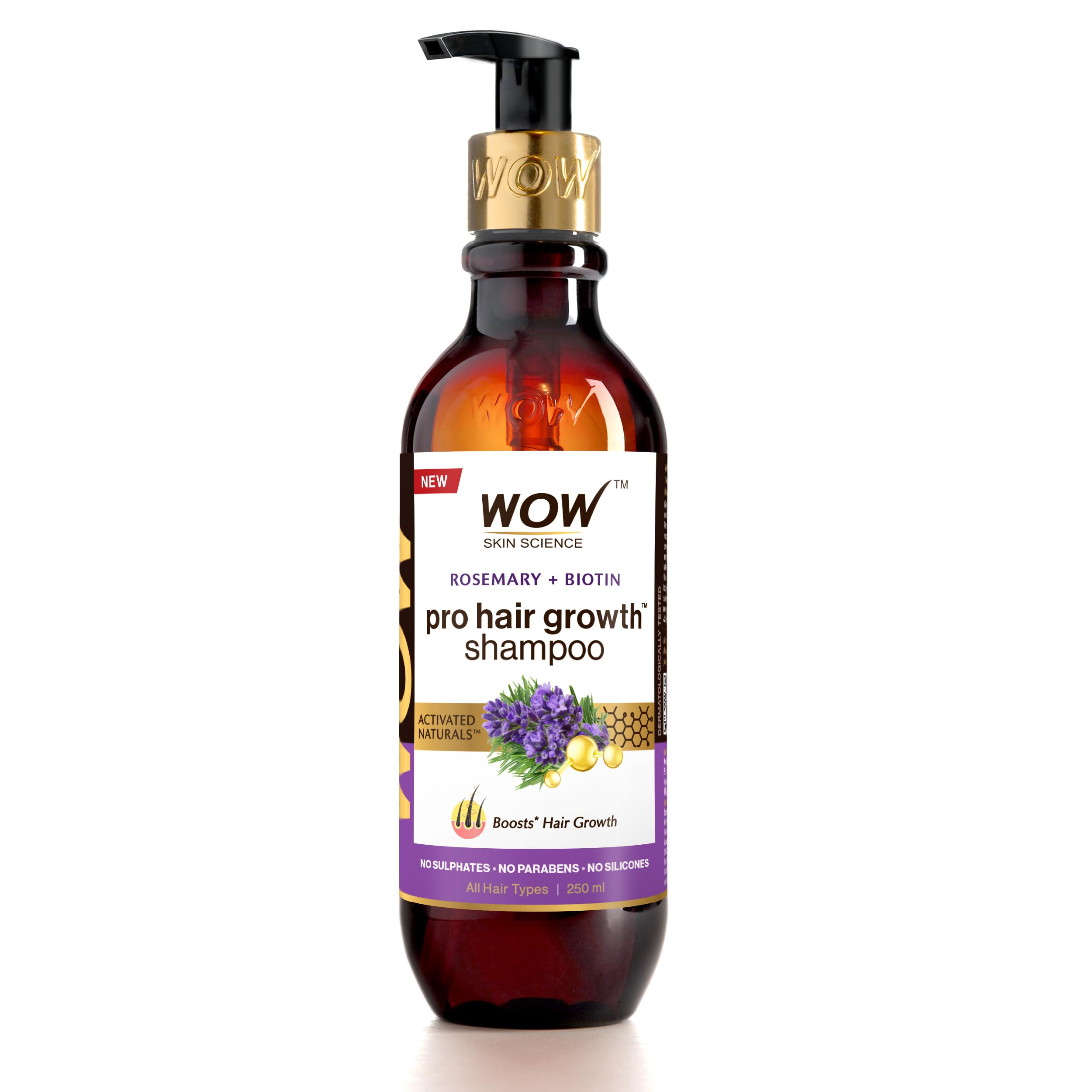 Wow Skin Science Rosemary & Biotin Hair Growth Shampoo | Fights Hair Fall | Grows New Hair | Prevents Breakage & Split Ends | Ad