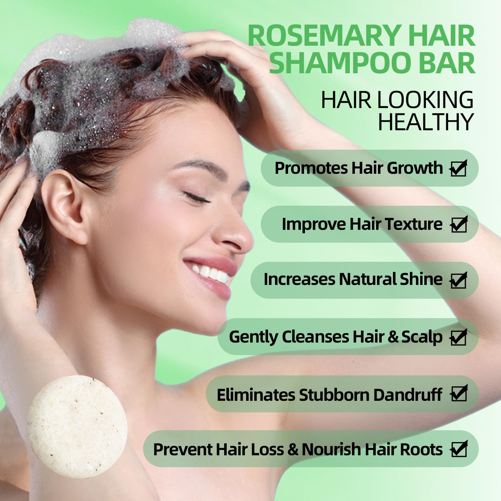 Dbeautym 2 Pack Rosemary Hair Shampoo Bar,Deep Cleansing For Scalp Hair Loss Shampoo Soap,Organic Hair Oil Control,Solid Shampoo