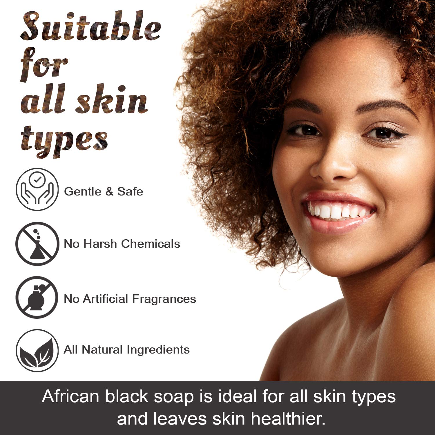 It's Pure Natural African Black Soap Bars Original (Pack of 3) Organic Raw Soap for Face & Body, Acne Treatment & Dark Spot Remo