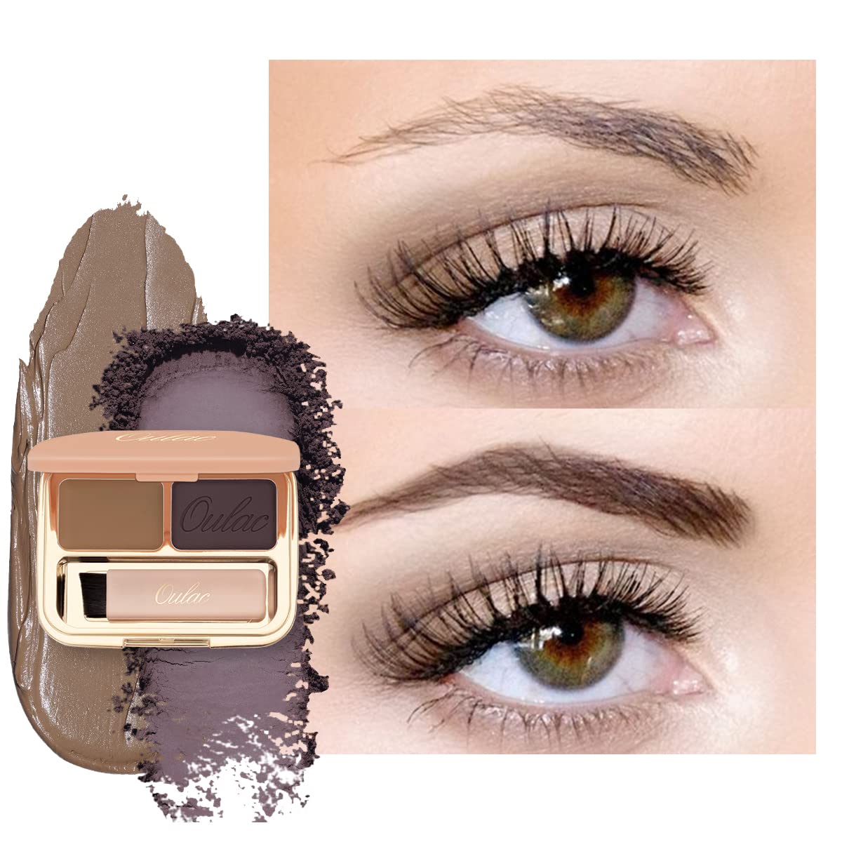 Oulac Waterproof Eyebrow Powder Gray Kit With Brow Brush 2 In1 Long Lasting Instant Eyebrow Pomade & Powder Natural Makeup For S