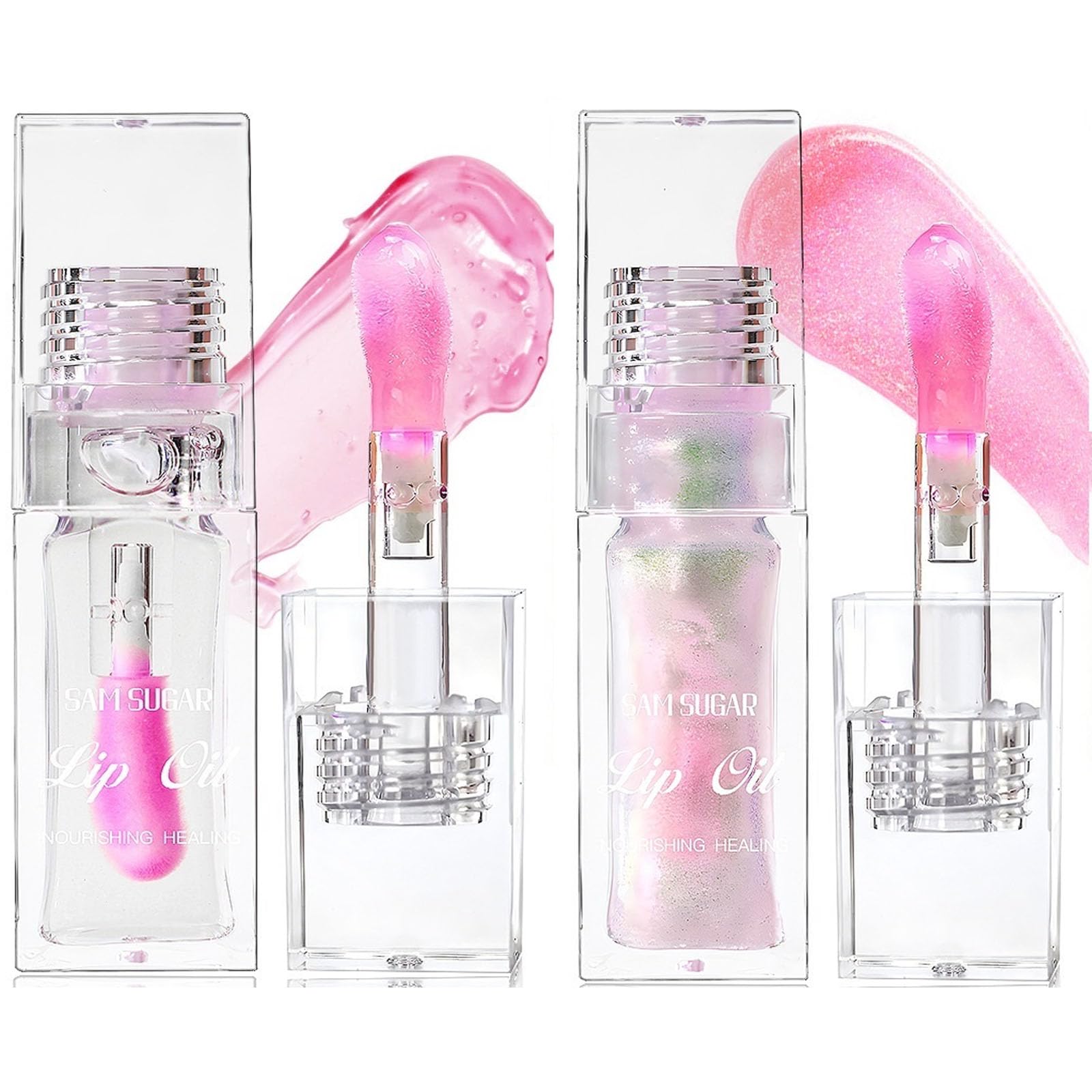 2 Pcs Magic Color Changing Lip Oil, Long Lasting Moisturizing Lip CareNon-Sticky Fresh Texture Glimmer Lip Glow Oil. (Magic Colo
