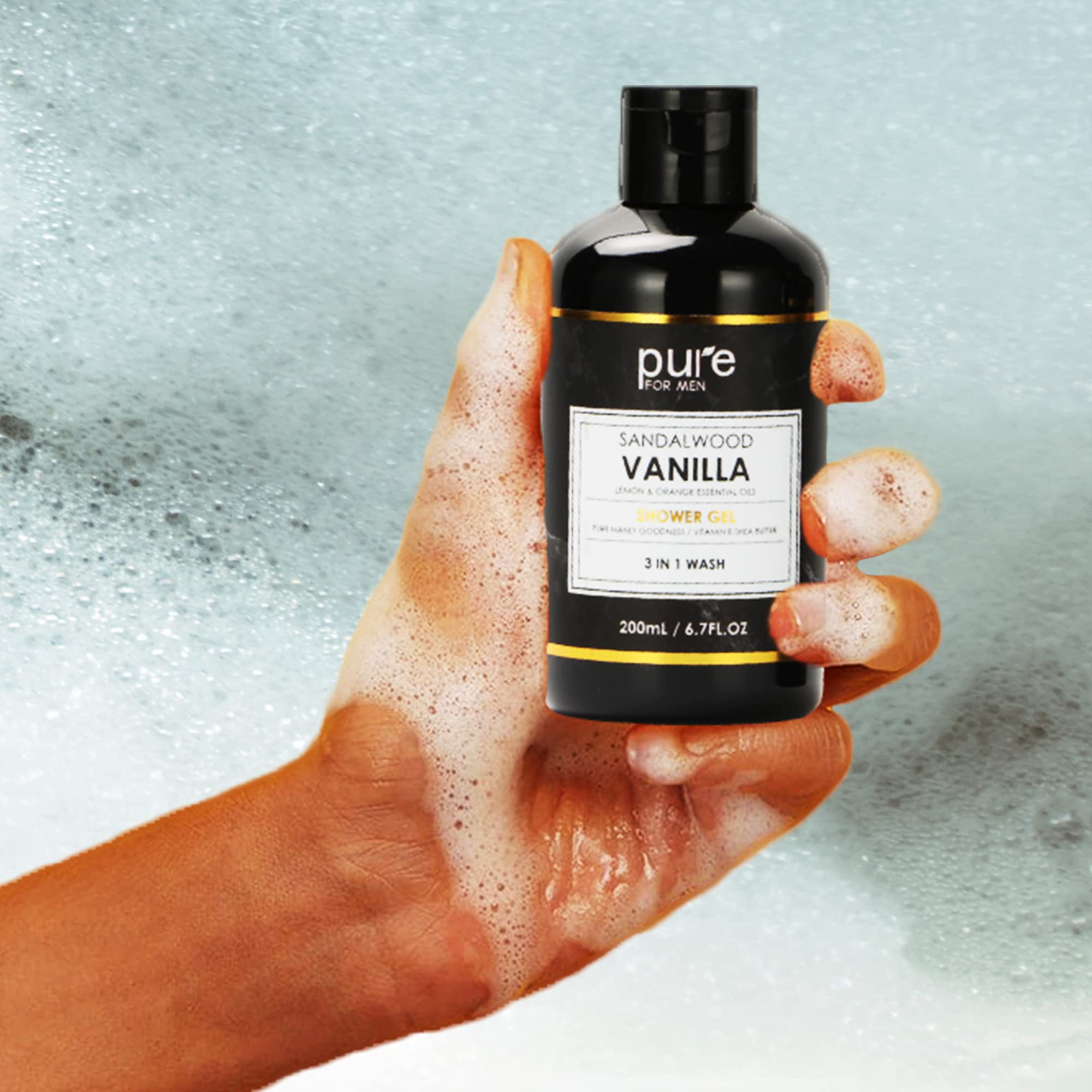 Pure Mens Bath And Body Gift Set. 7 Pc Natural Spa Gift Basket For Men. Spa Gift Set Is #1 Ideal Gift For Men That Care About Th