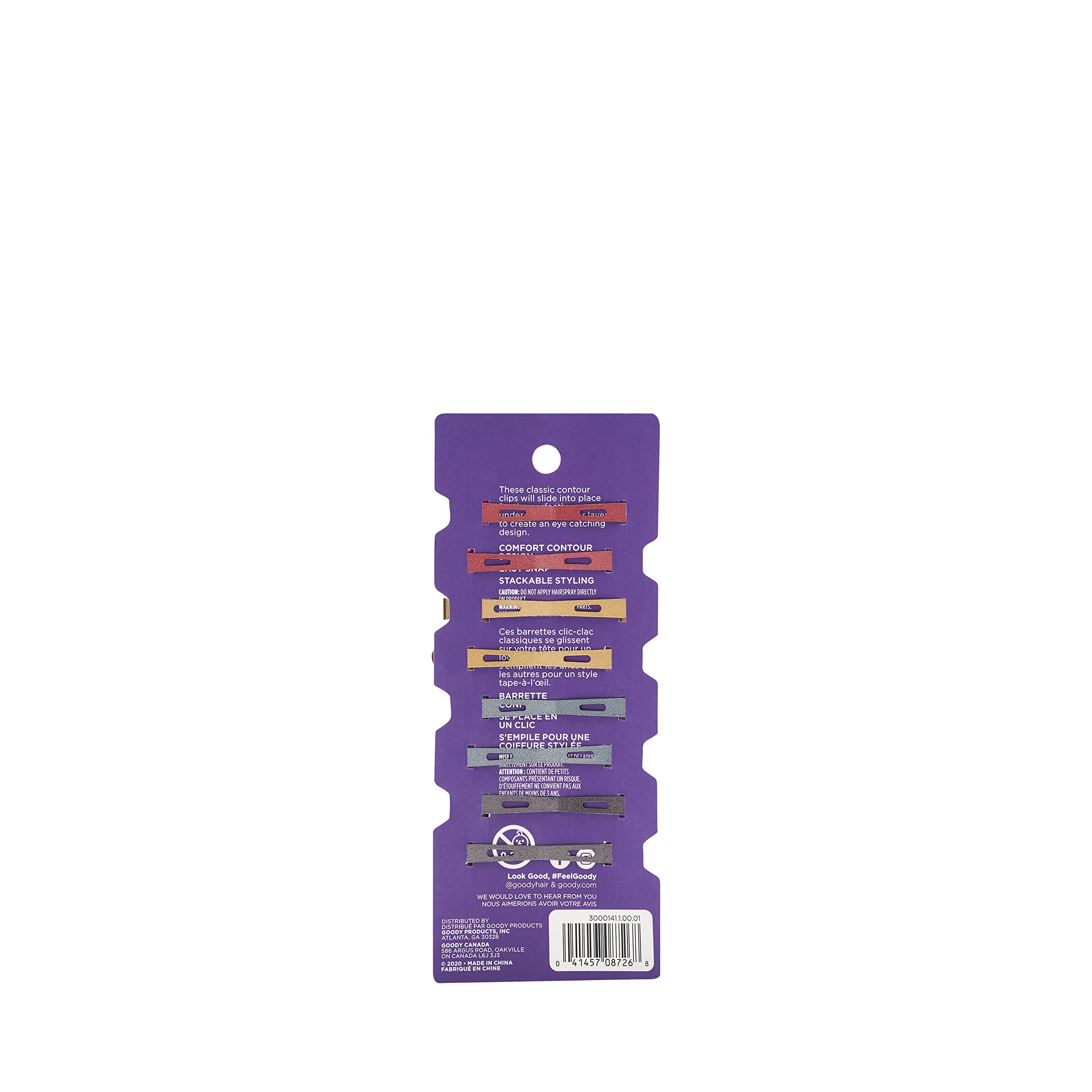 Goody Snap & Go Contour Clips, Assorted Metallic Colors, 8Ct