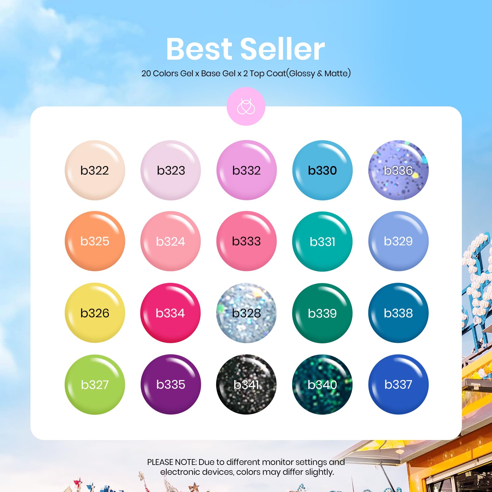 Beetles 23Pcs Gel Nail Polish Set With Base Gel Top Coat Spring Bright Colors, 2025 Gel Polish Kit Blue Pink Purple Orange Green