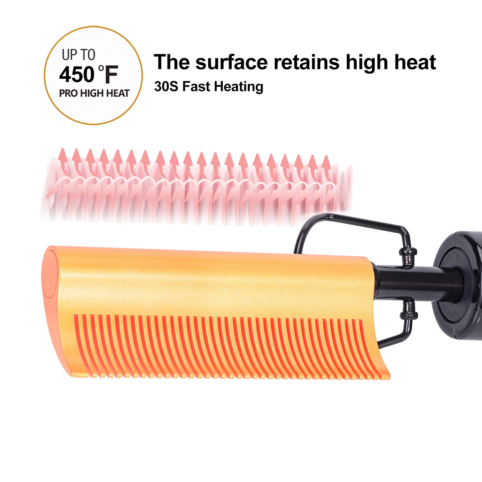 DAN Technology Curved Hot Comb,450? hot Comb Hair Straightener,Ceramic hot Comb, Heat Press Comb,Low and high Temperatures hot C