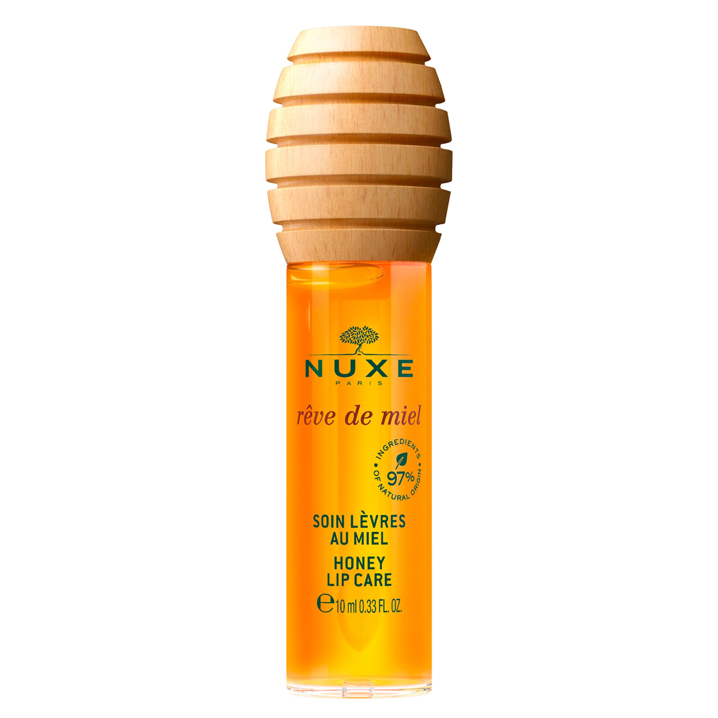 NUXE Rve de Miel Honey Lip Oil With Vitamin E and Lavender for Moisturized Shiny Lips, 97 Percent Natural, 0.33 Fl Oz