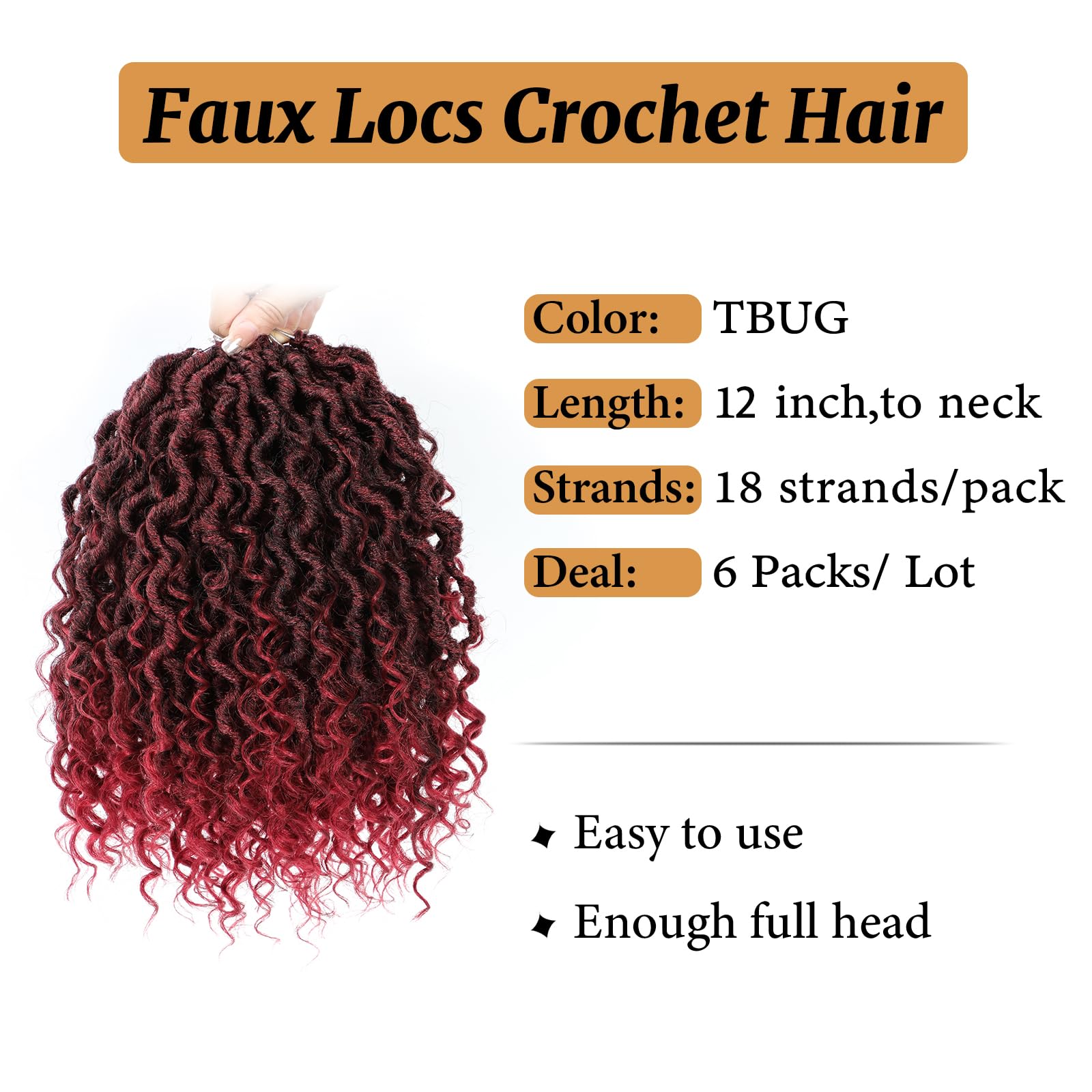 Forevery Faux Locs Crochet Hair 12 Inch Goddess Locs Crochet Hair 6Packs Prelooped Crochet Hair For Black Women Boho Crochet Loc