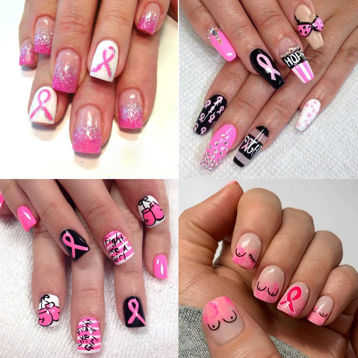 Breast Cancer Nail Stickers 3D Pink Ribbon Nail Decals Breast Cancer Awareness Nail Art Stickers Love Heart Bow Nail Design Stic