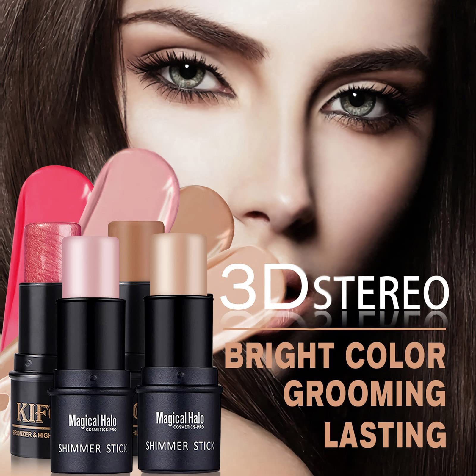 Sumeitang 4Pcs Contour Stick - Highlighter And Cream Blush Stick 4 Colors Kit - Moisturizer, Face Brightens & Shades Pencil, Fac
