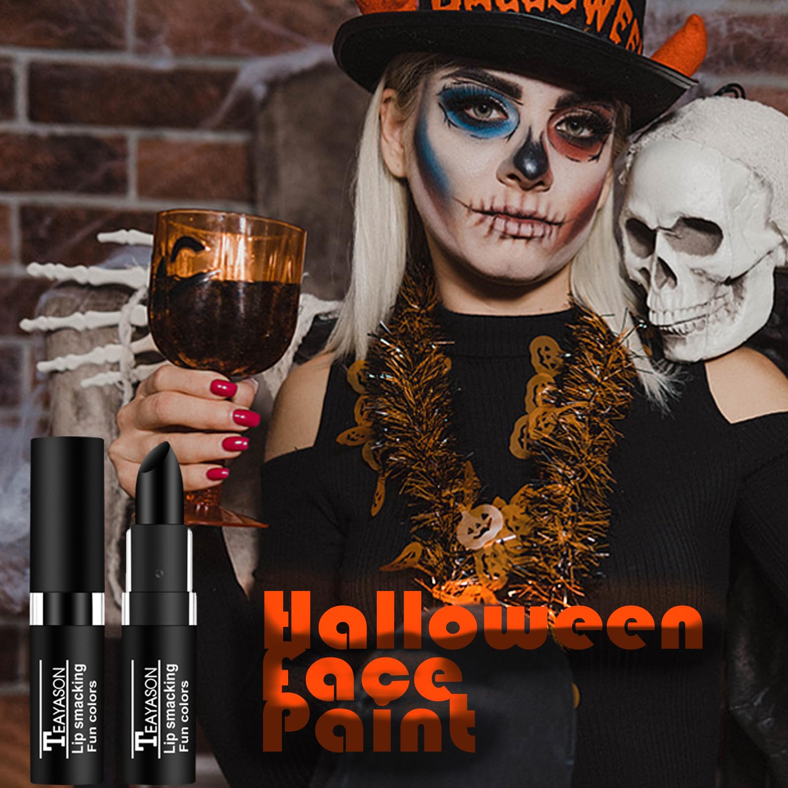 Akary White Matte Lipstick Lip Gloss Long Lasting, Camo Face Paint Cream-Blendable Stick Goth Lipstick Makeup, Body Paint Profes