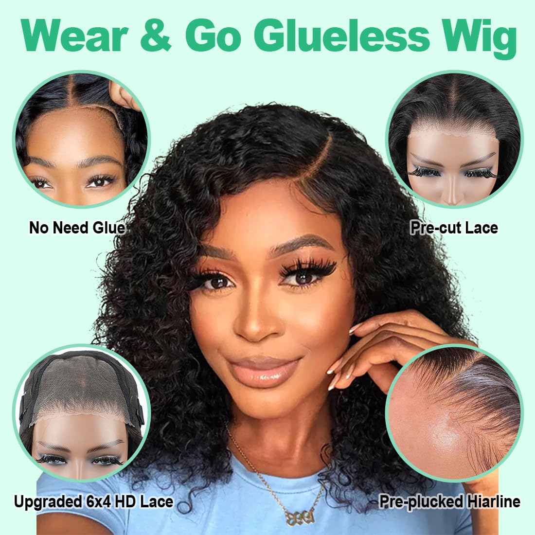 Wavymy Wear And Go Glueless Bob Wig Human Hair Pre Plucked Pre Cut 6X4 Hd Lace Front Wigs Ready To Wear Water Wave Closure Wigs