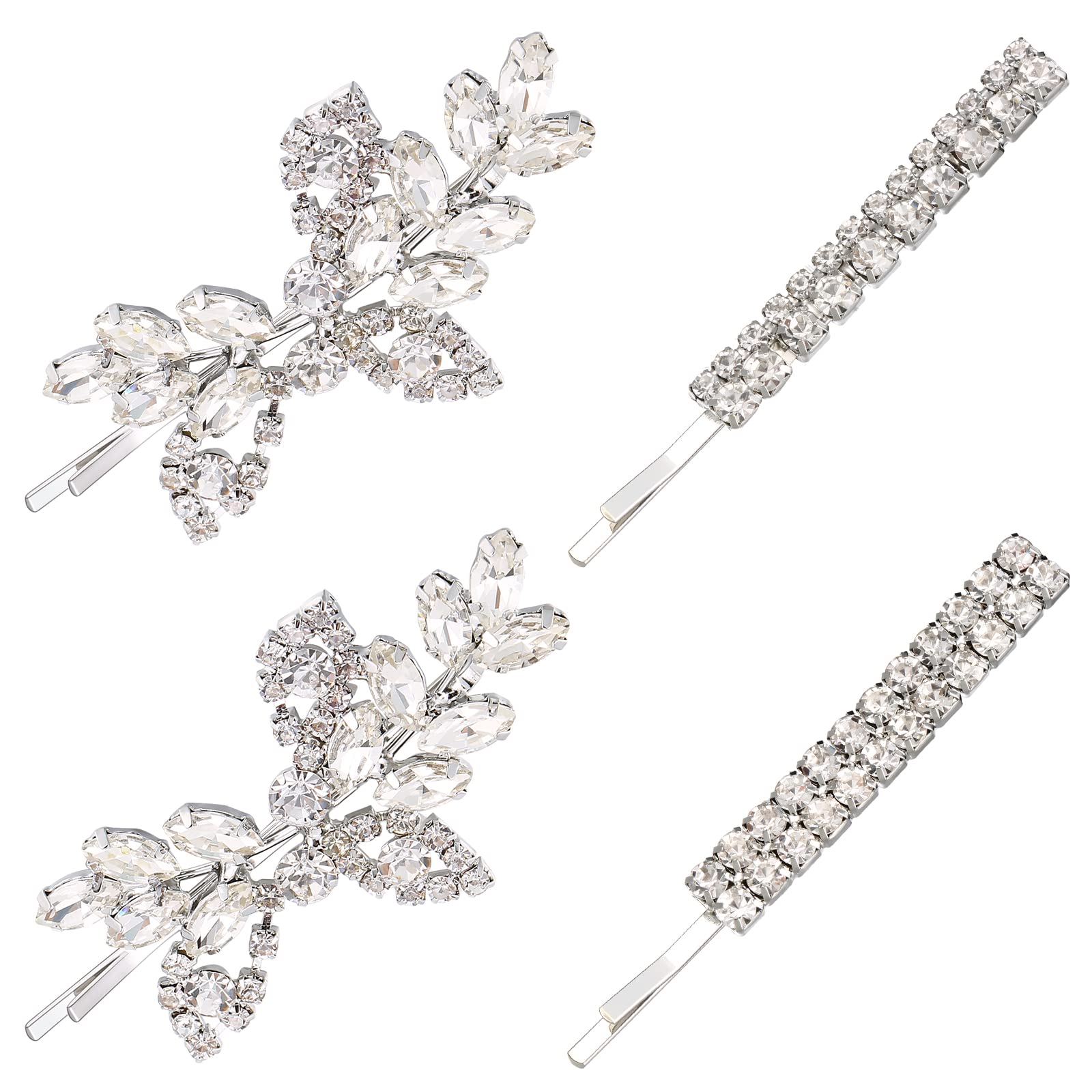 4 Pieces Rhinestone Bridal Hair Clip Leaf Wedding Hairpin Bride Pearl Crystal Hair Clips Rhinestone Barrette Elegant Bridal Hair