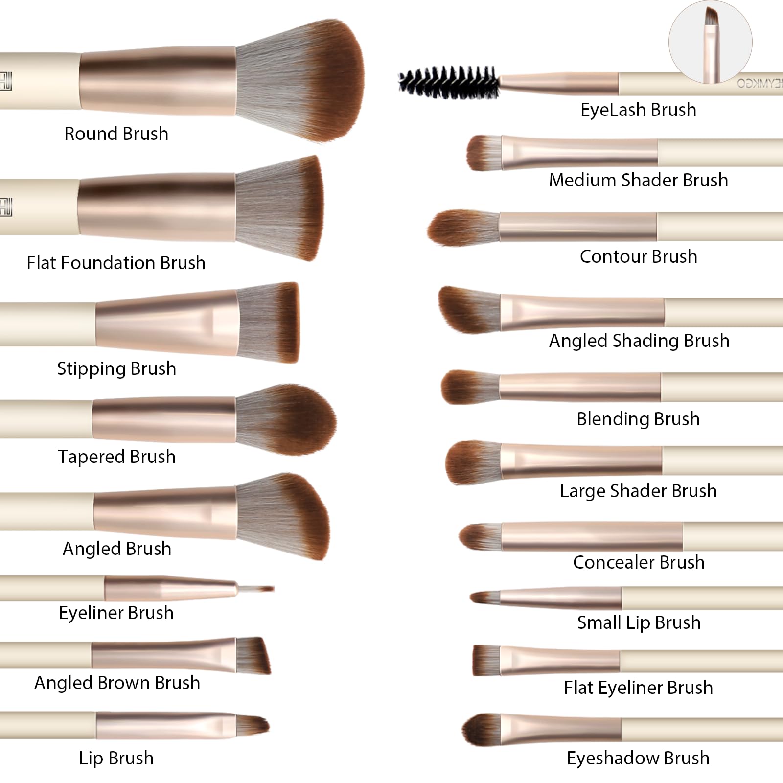 Heymkgo Makeup Brushes Set, 18Pcs Professional Makeup Brushes With 2 Powder Puff & Travel Bag, Premium Synthetic Foundation Powd