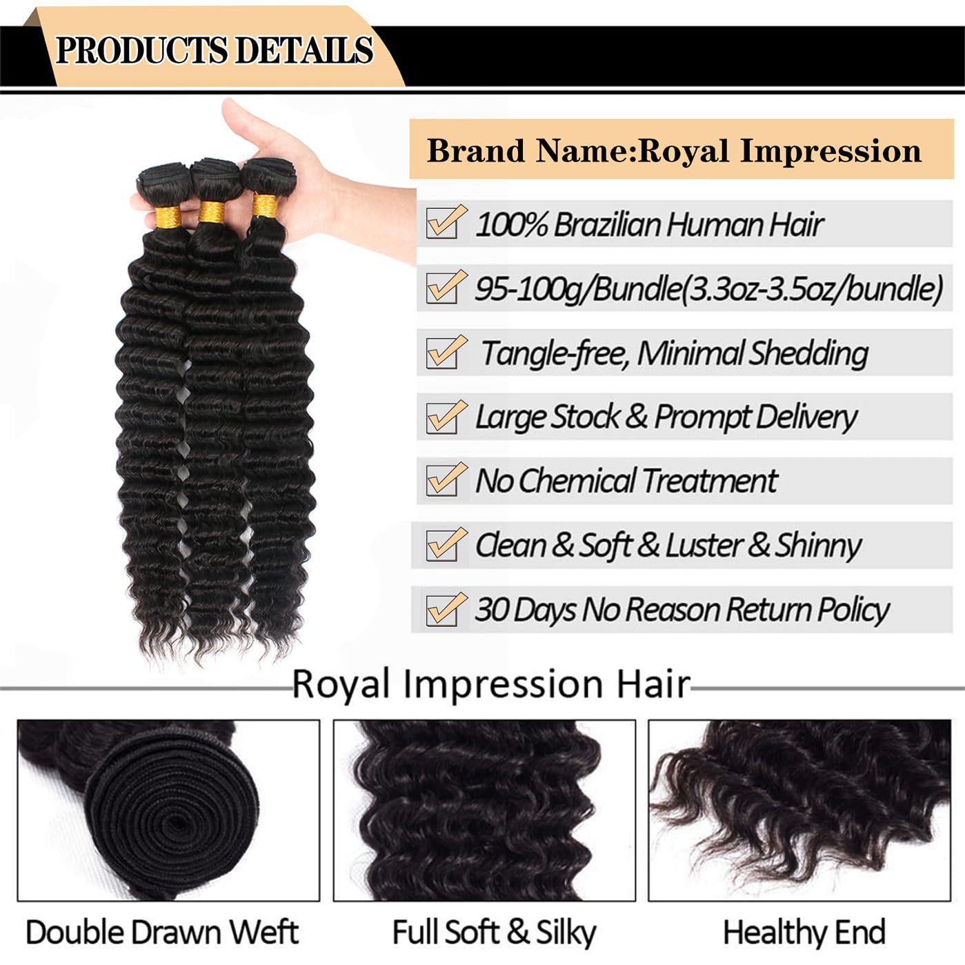 12A Brazilian Virgin Deep Wave Hair 3 Bundles With Closure (16 18 20+14''Closure) 100% Unprocessed Virgin Brazilian Pineapple Wa